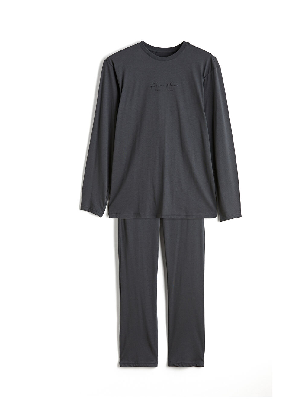 Antrasit Standart Kalıp Erkek Pijama Takımı-4