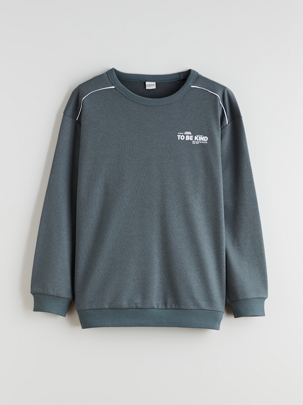 Gri Bisiklet Yaka Baskılı Erkek Çocuk Sweatshirt