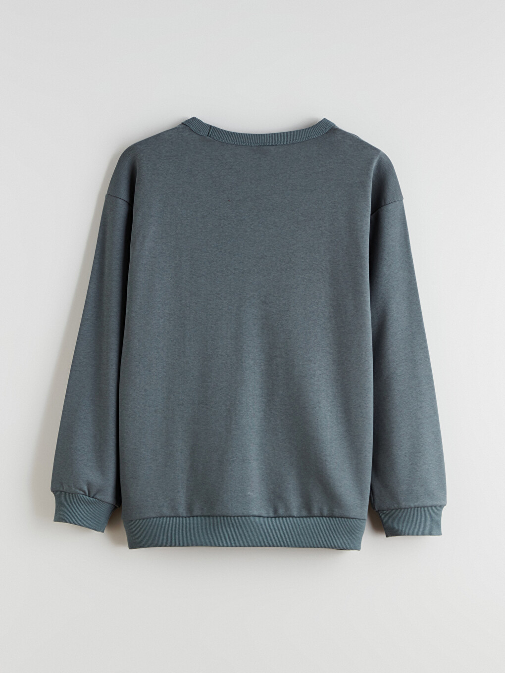 Gri Bisiklet Yaka Baskılı Erkek Çocuk Sweatshirt-1