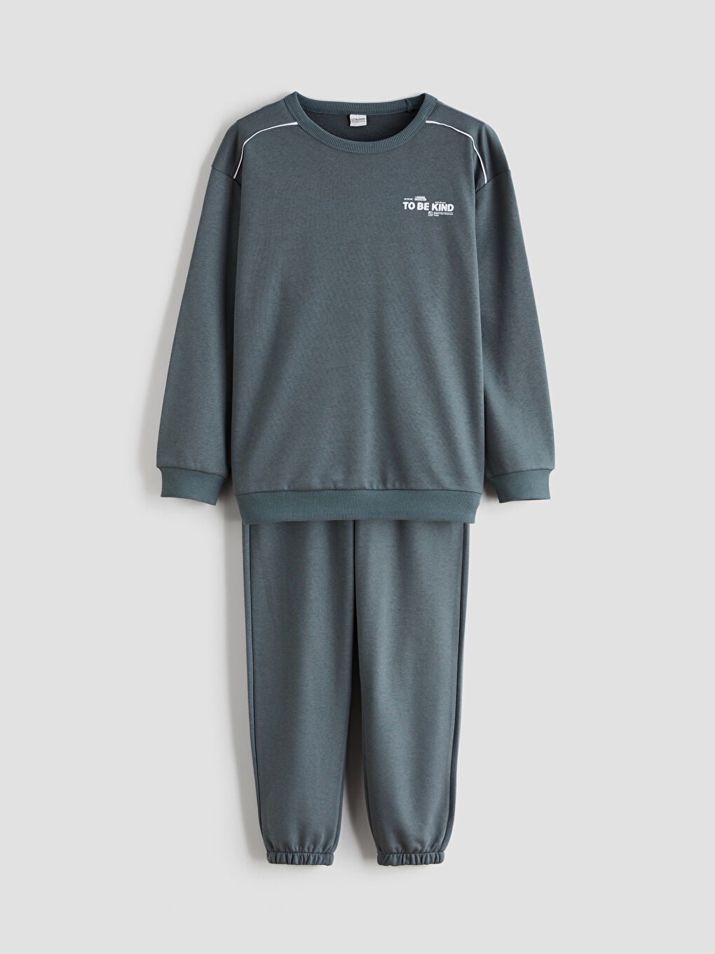 Gri Bisiklet Yaka Erkek Çocuk Eşofman Takımı-2