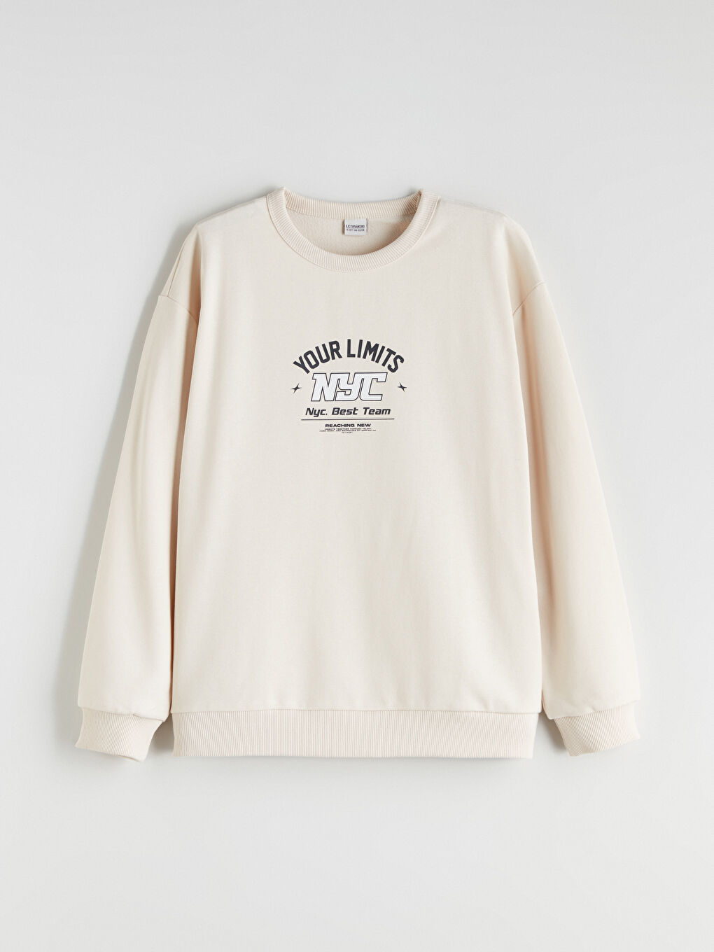 Bej Bisiklet Yaka Erkek Çocuk Sweatshirt