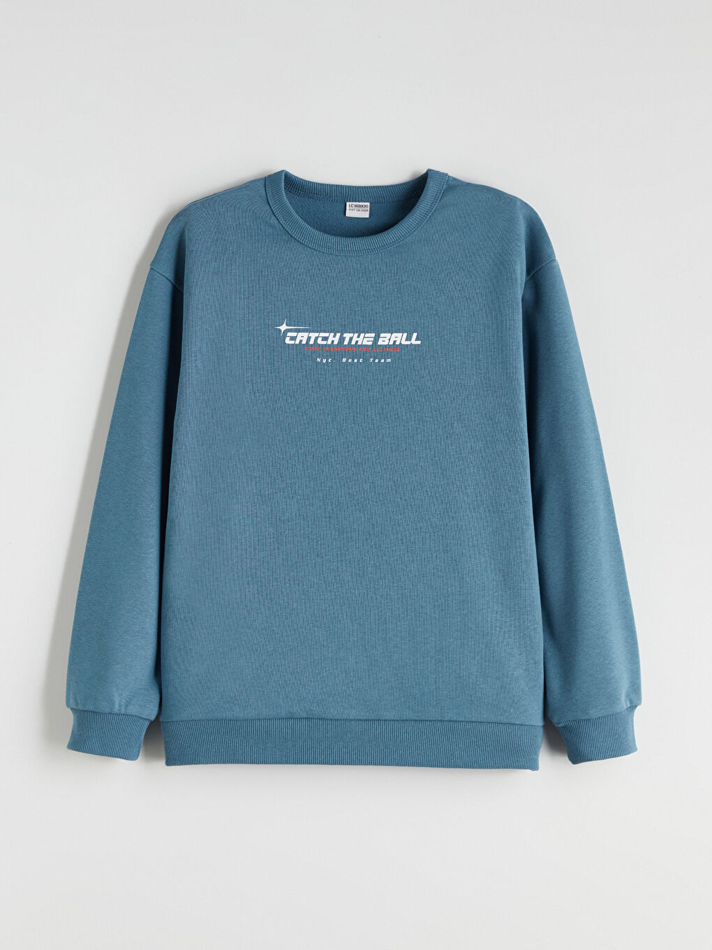 Mavi Bisiklet Yaka Baskılı Erkek Çocuk Sweatshirt