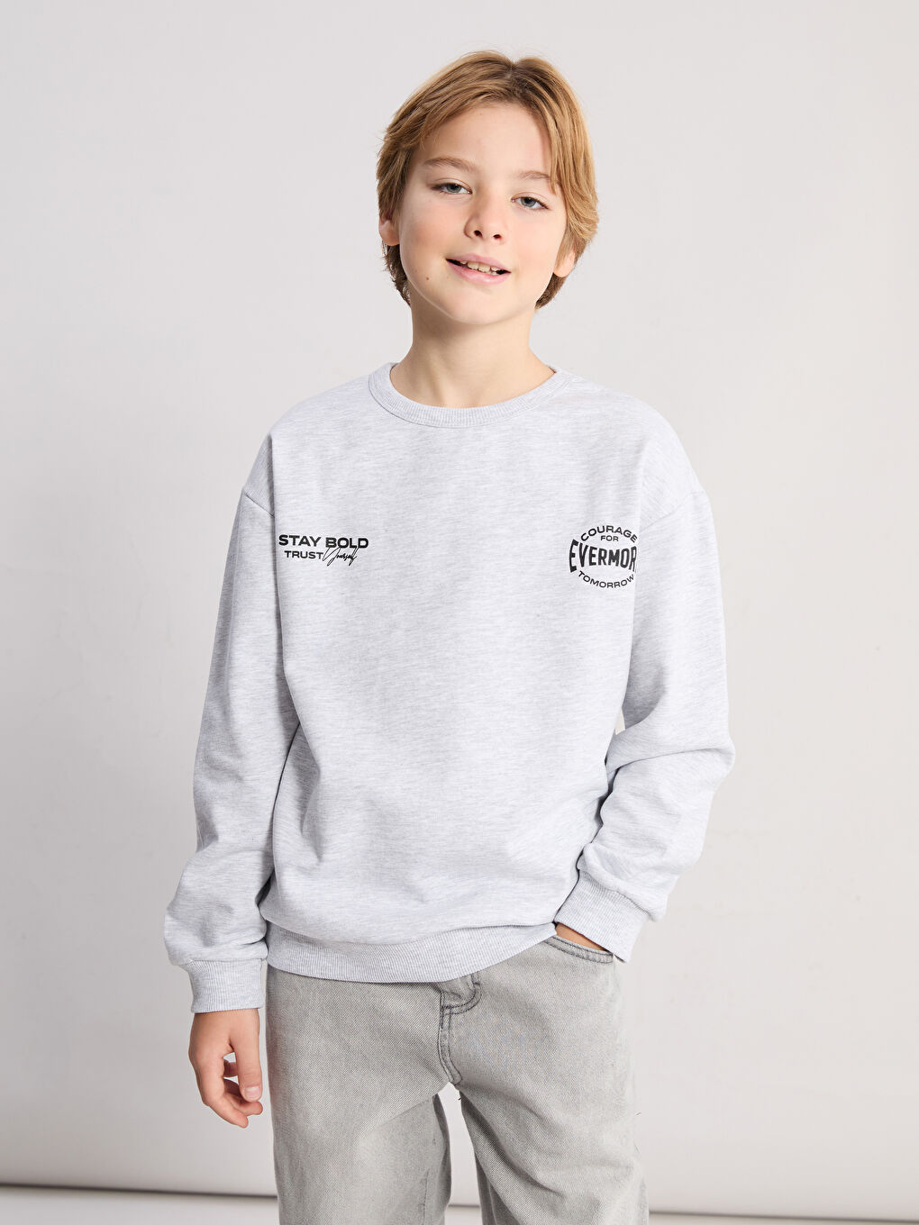 Yeşil Bisiklet Yaka Erkek Çocuk Sweatshirt 2'li-2