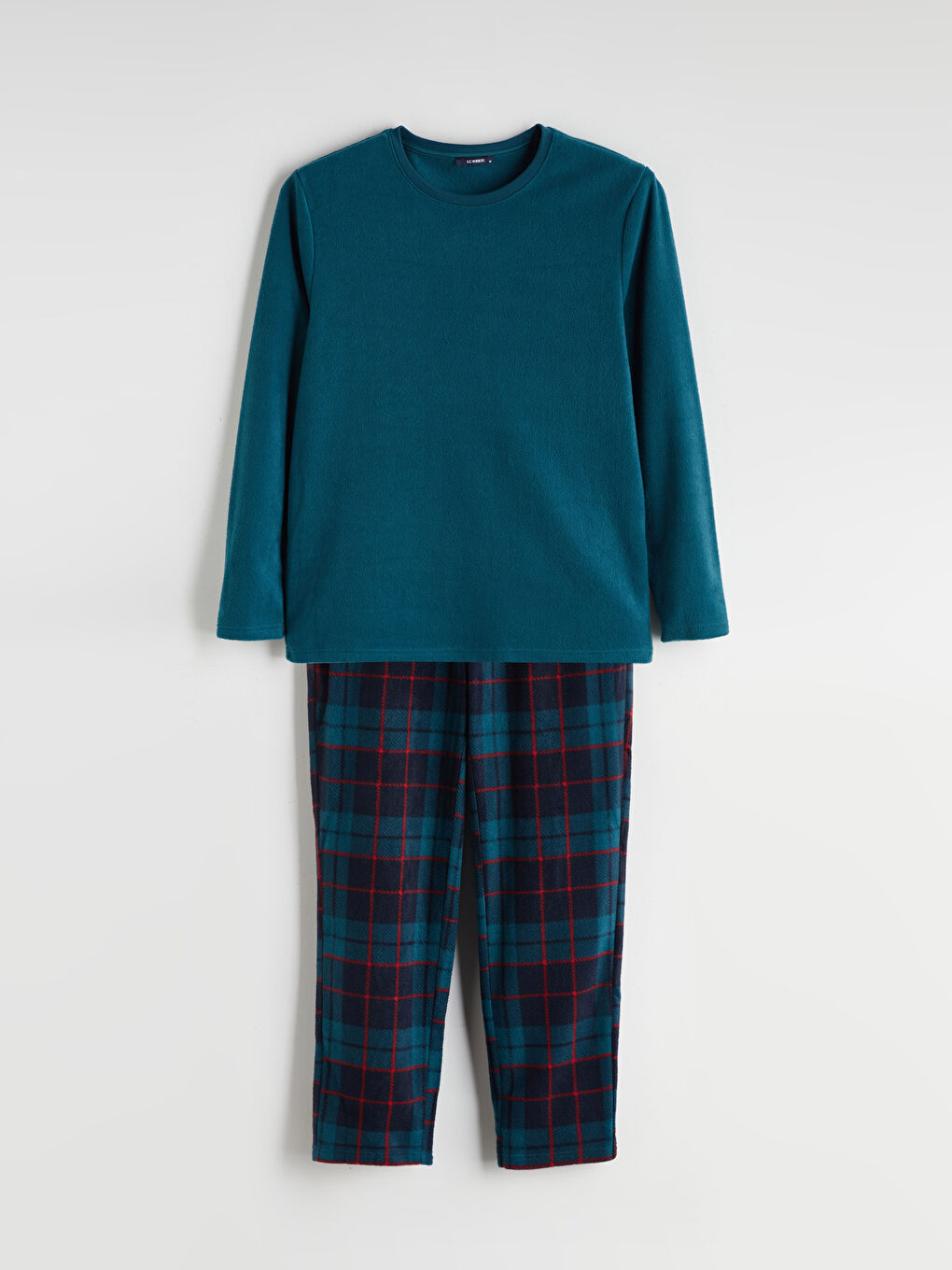Standard Pattern Plaid Fleece Men's Pajamas Set-4