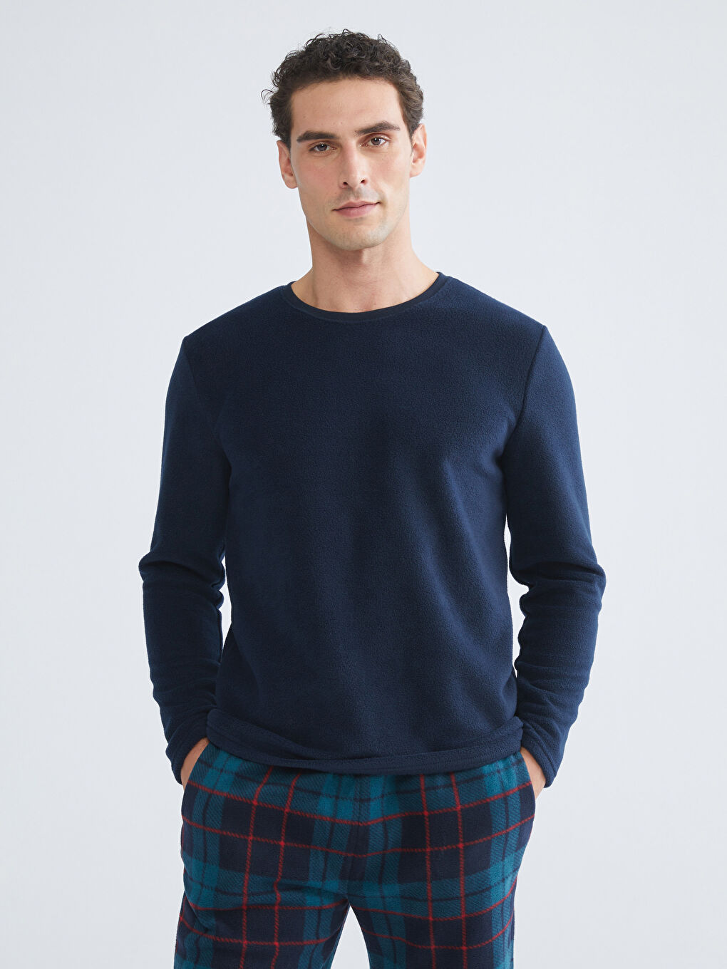 Standard Pattern Plaid Fleece Men's Pajamas Set