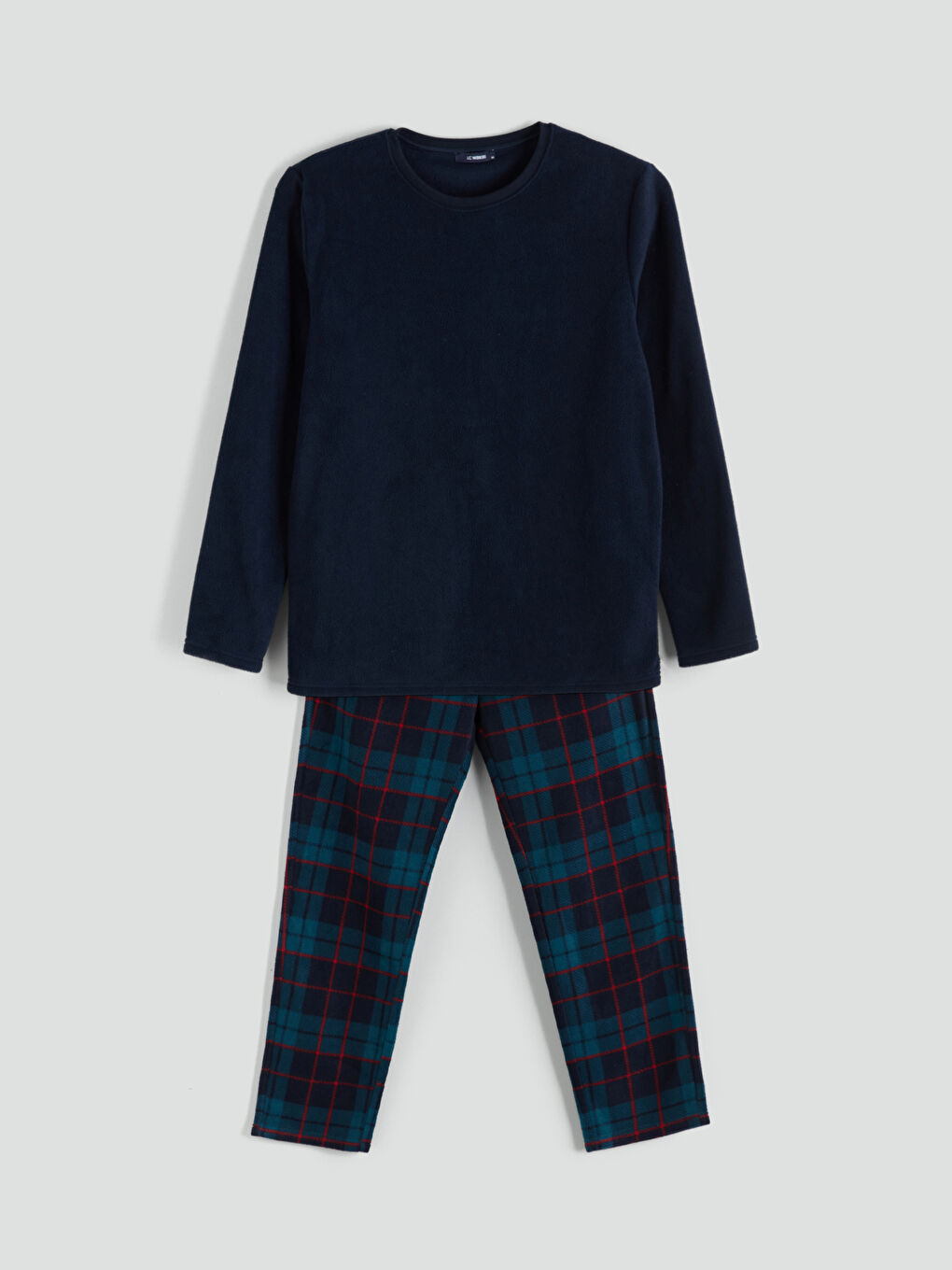 Standard Pattern Plaid Fleece Men's Pajamas Set-4