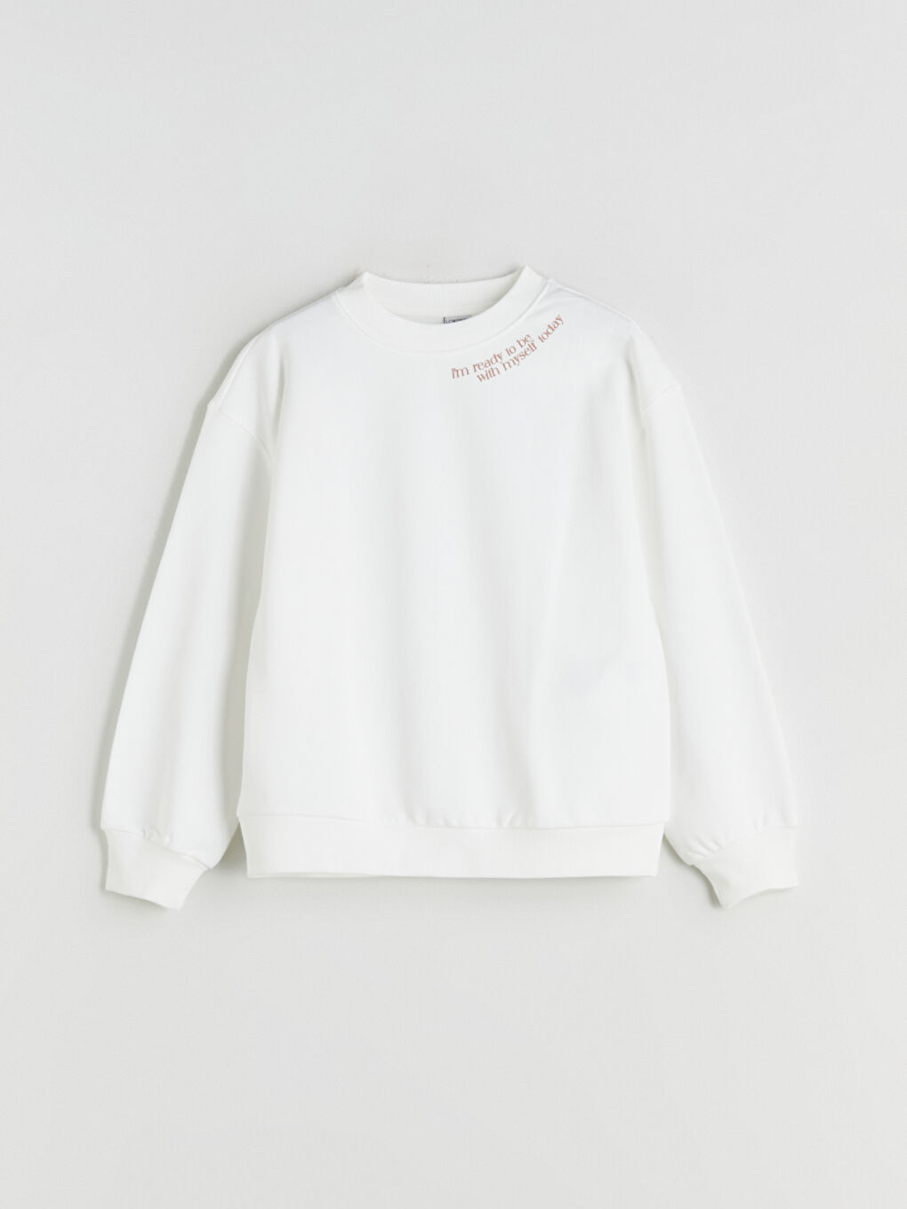 Ekru Bisiklet Yaka Kız Çocuk Sweatshirt