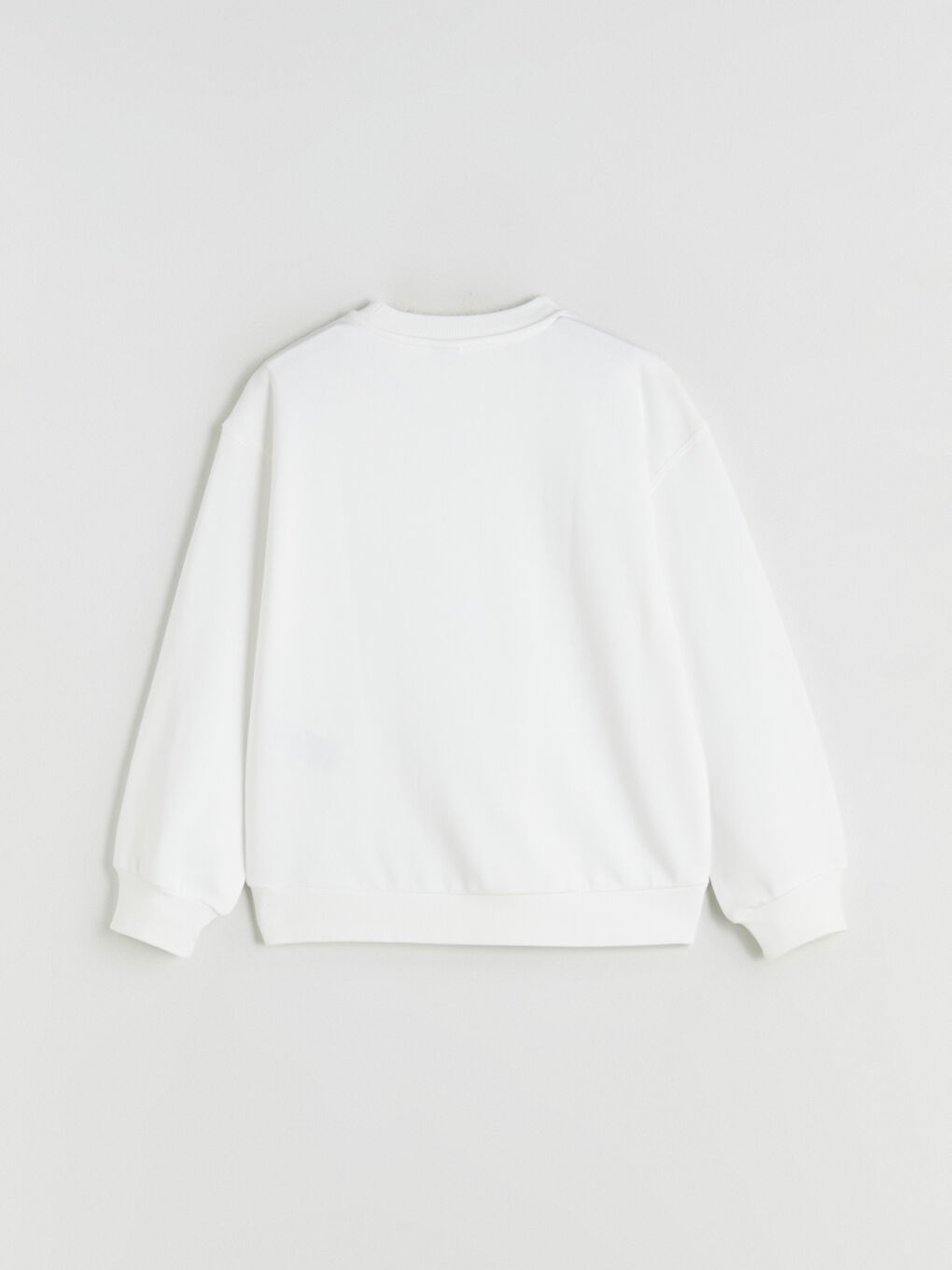 Ekru Bisiklet Yaka Kız Çocuk Sweatshirt-1