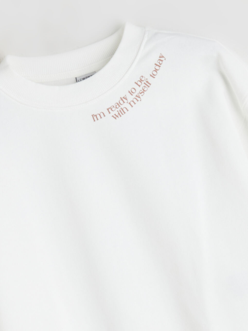 Ekru Bisiklet Yaka Kız Çocuk Sweatshirt-2