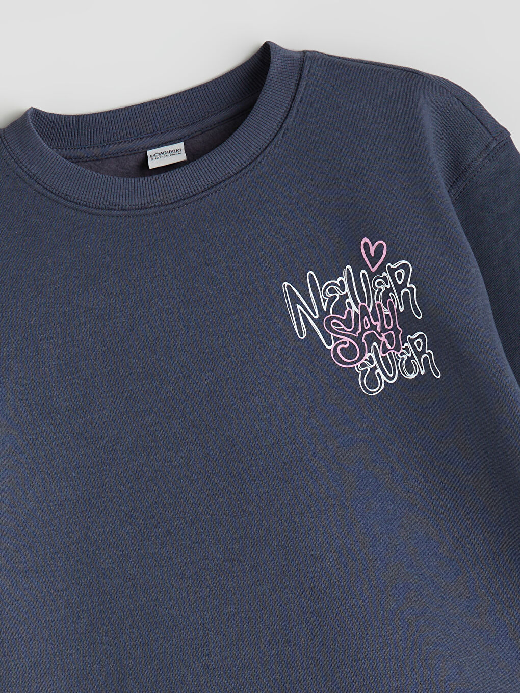 Antrasit Bisiklet Yaka Baskılı Kız Çocuk Kalın Sweatshirt-2