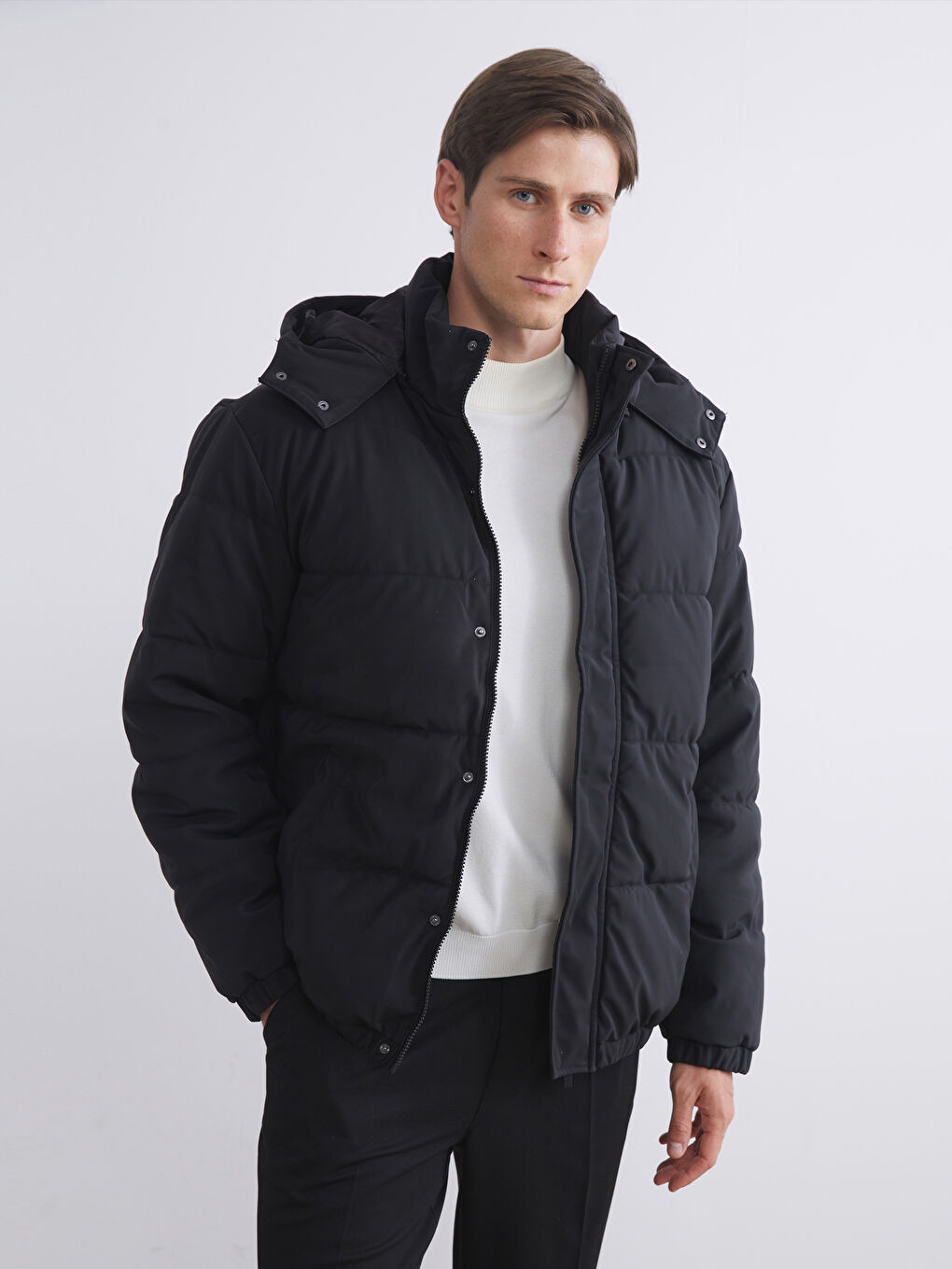 Relaxed Fit Hooded Men's Puffer Coat