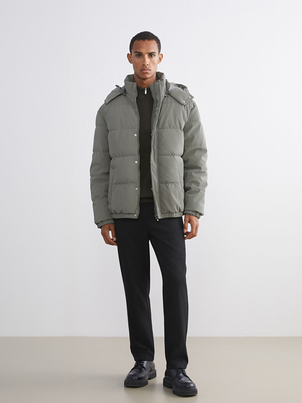 Relaxed Fit Hooded Men's Puffer Coat-1
