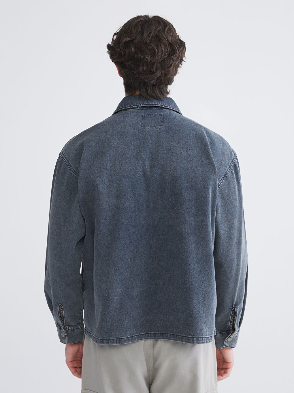 Regular Fit Long Sleeve Men's Denim Shirt-3