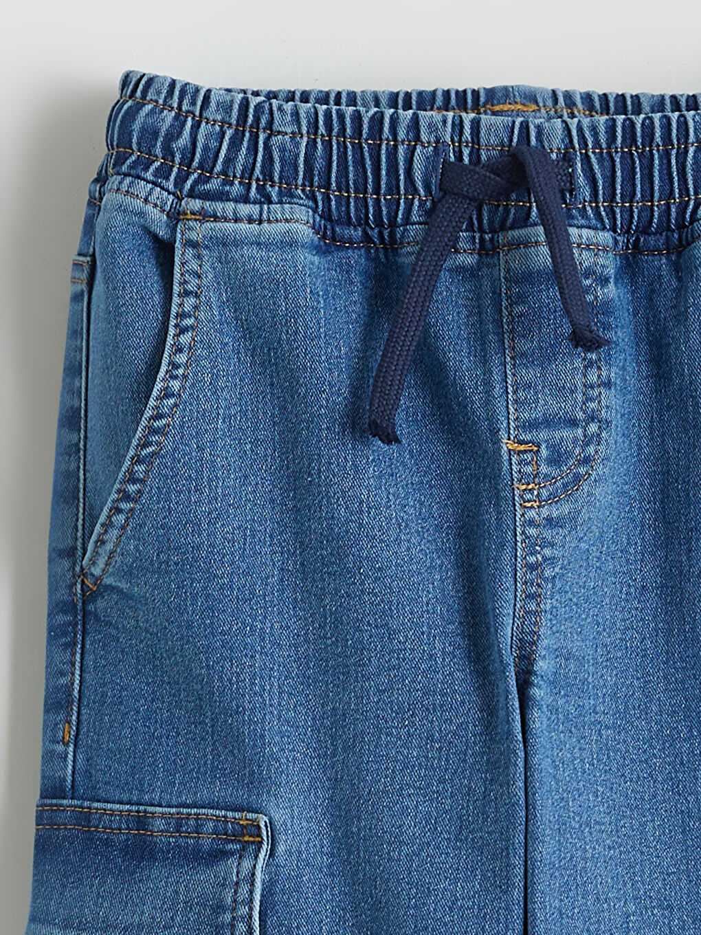 Серпімді белдік ұлдарға арналған карго джинс шалбар-1