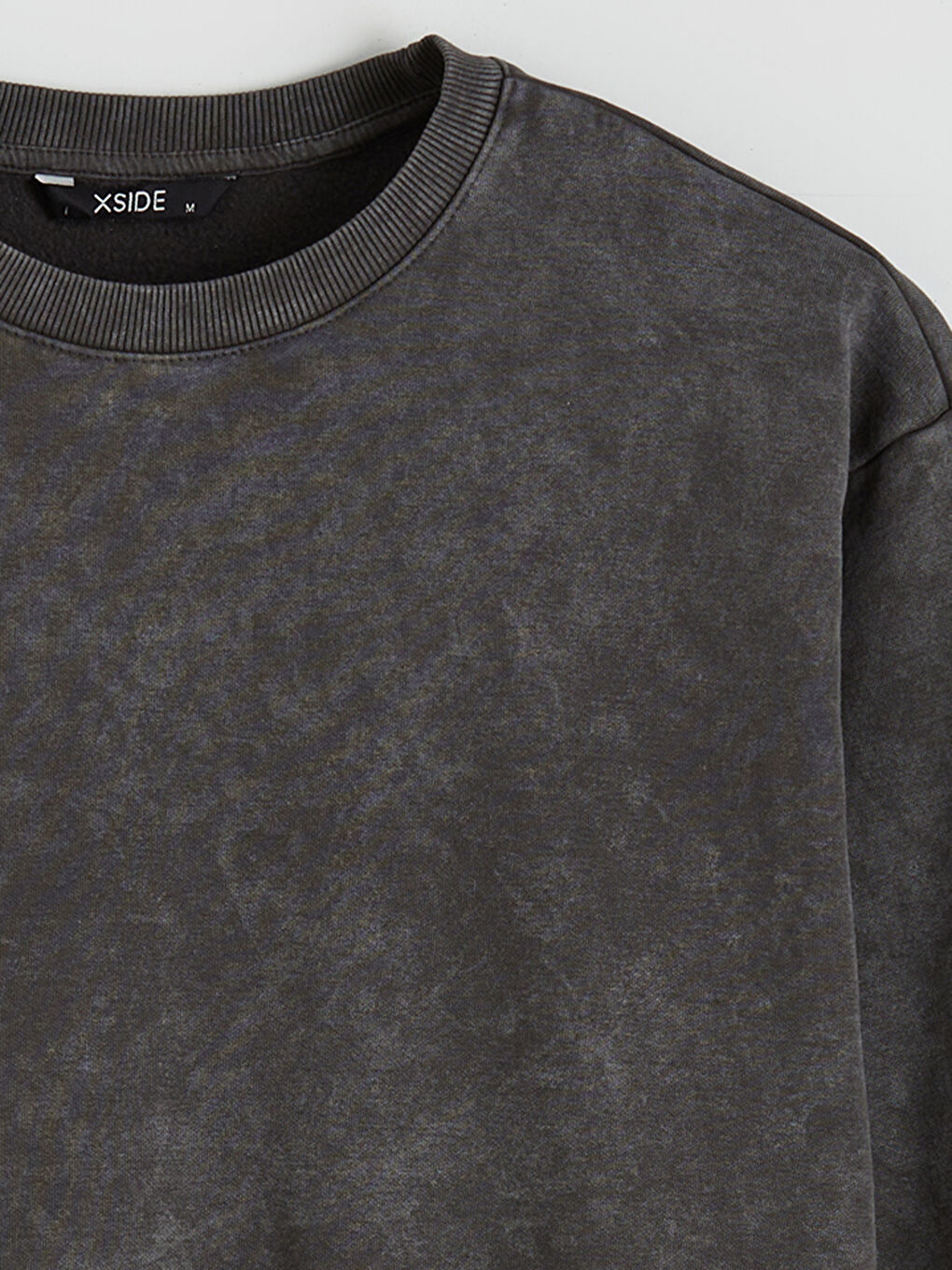 Antrasit Bisiklet Yaka Erkek Kalın Sweatshirt-5