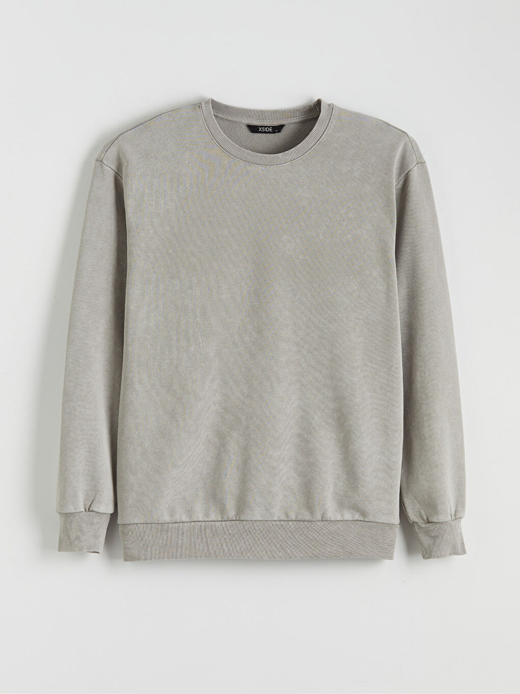 Gri Bisiklet Yaka Erkek Kalın Sweatshirt-4