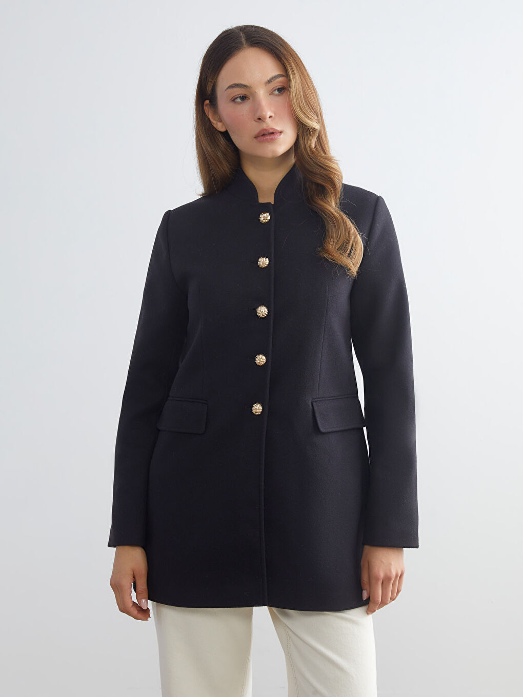 Woman BLACK Wool Blended Overcoat