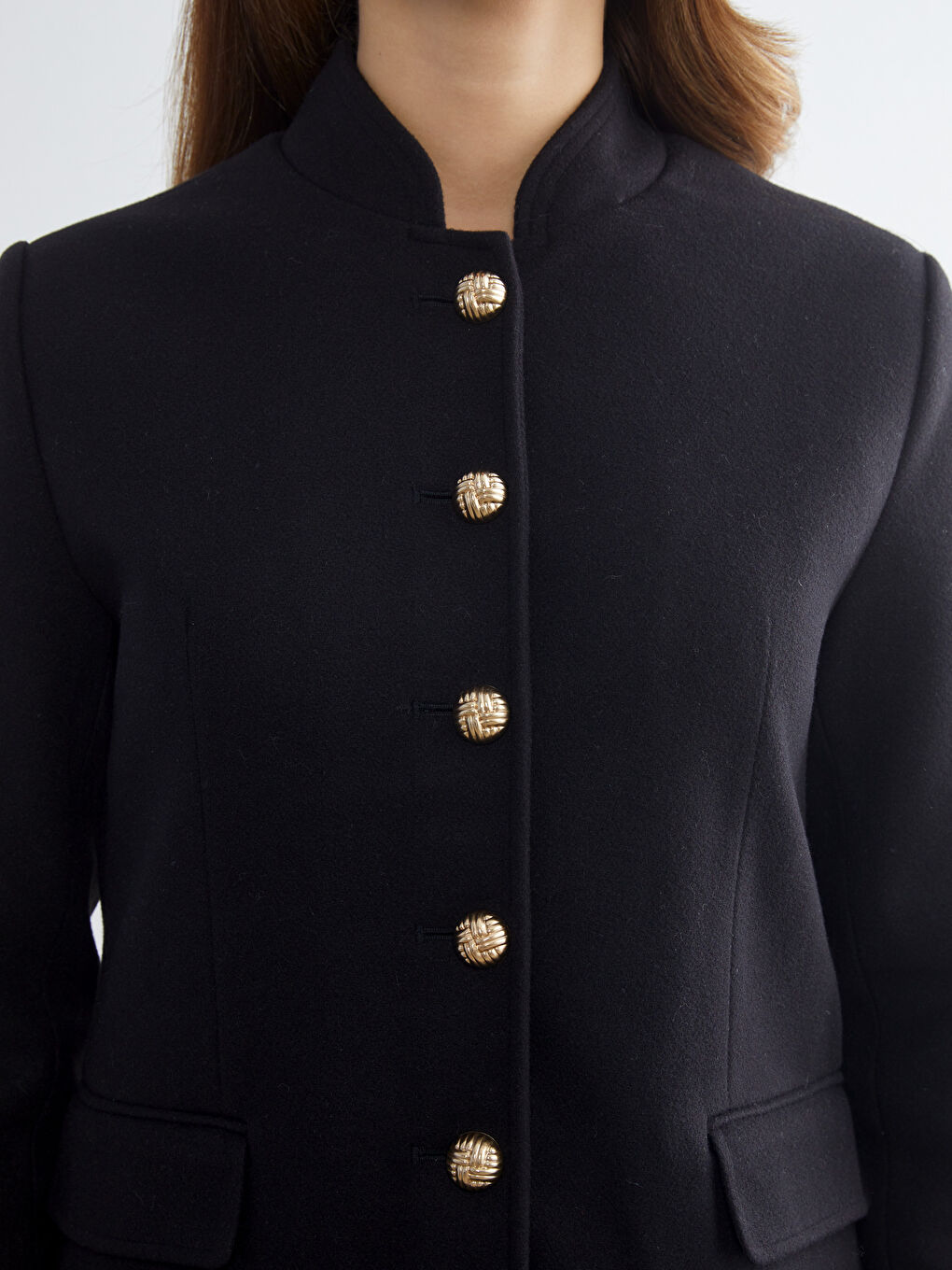 Woman BLACK Wool Blended Overcoat-2