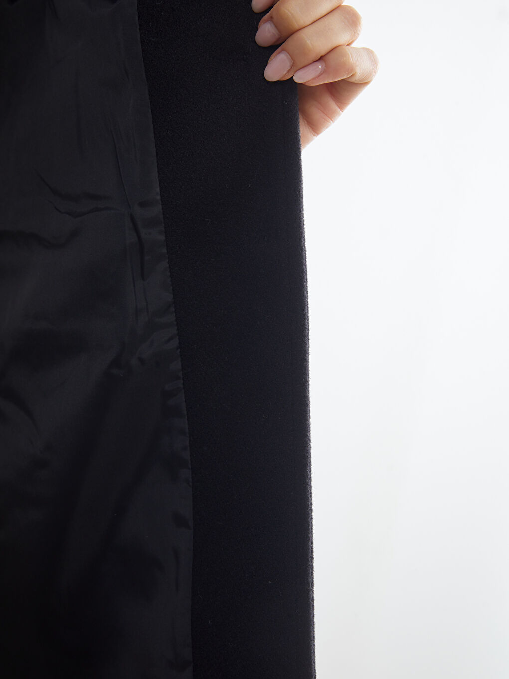 Woman BLACK Wool Blended Overcoat-3