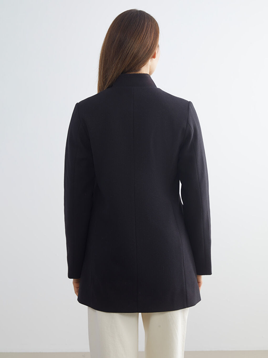 Woman BLACK Wool Blended Overcoat-4