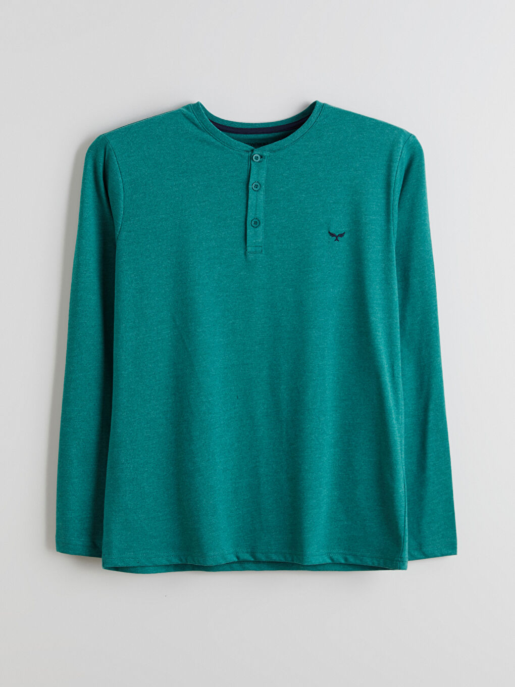 Sarı Bisiklet Yaka Uzun Kollu Erkek Pijama Üst-4