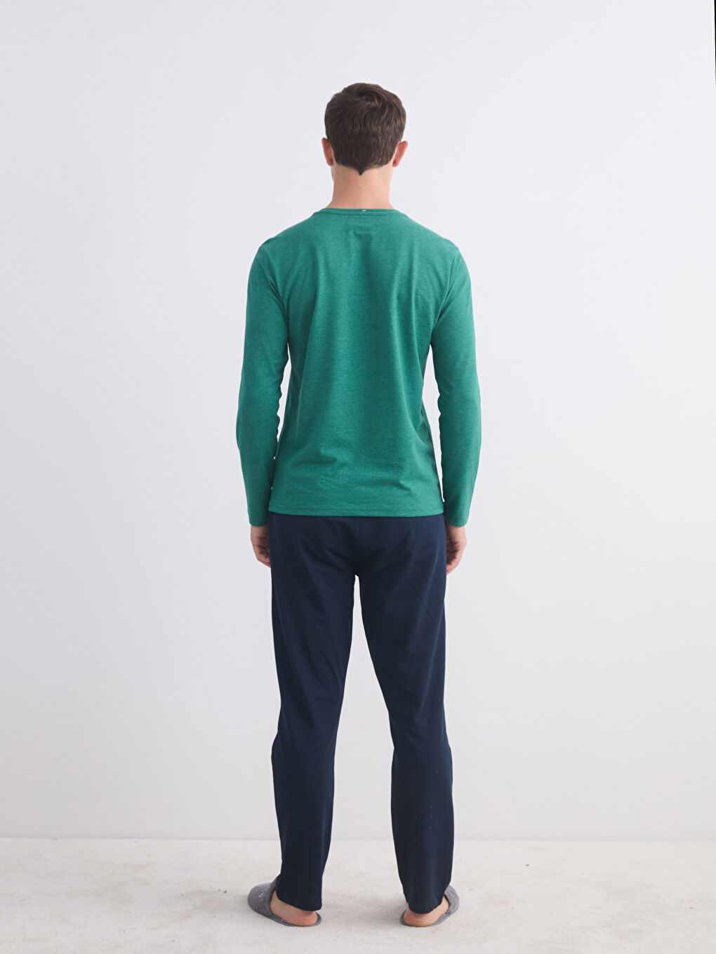 Sarı Bisiklet Yaka Erkek Pijama Takımı-3