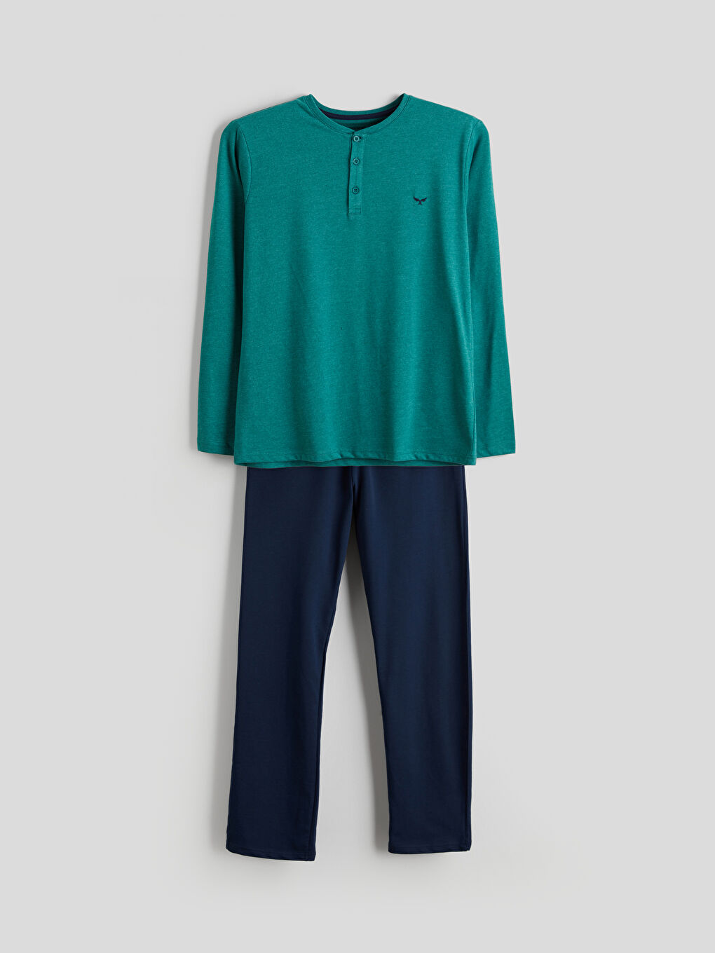 Sarı Bisiklet Yaka Erkek Pijama Takımı-4