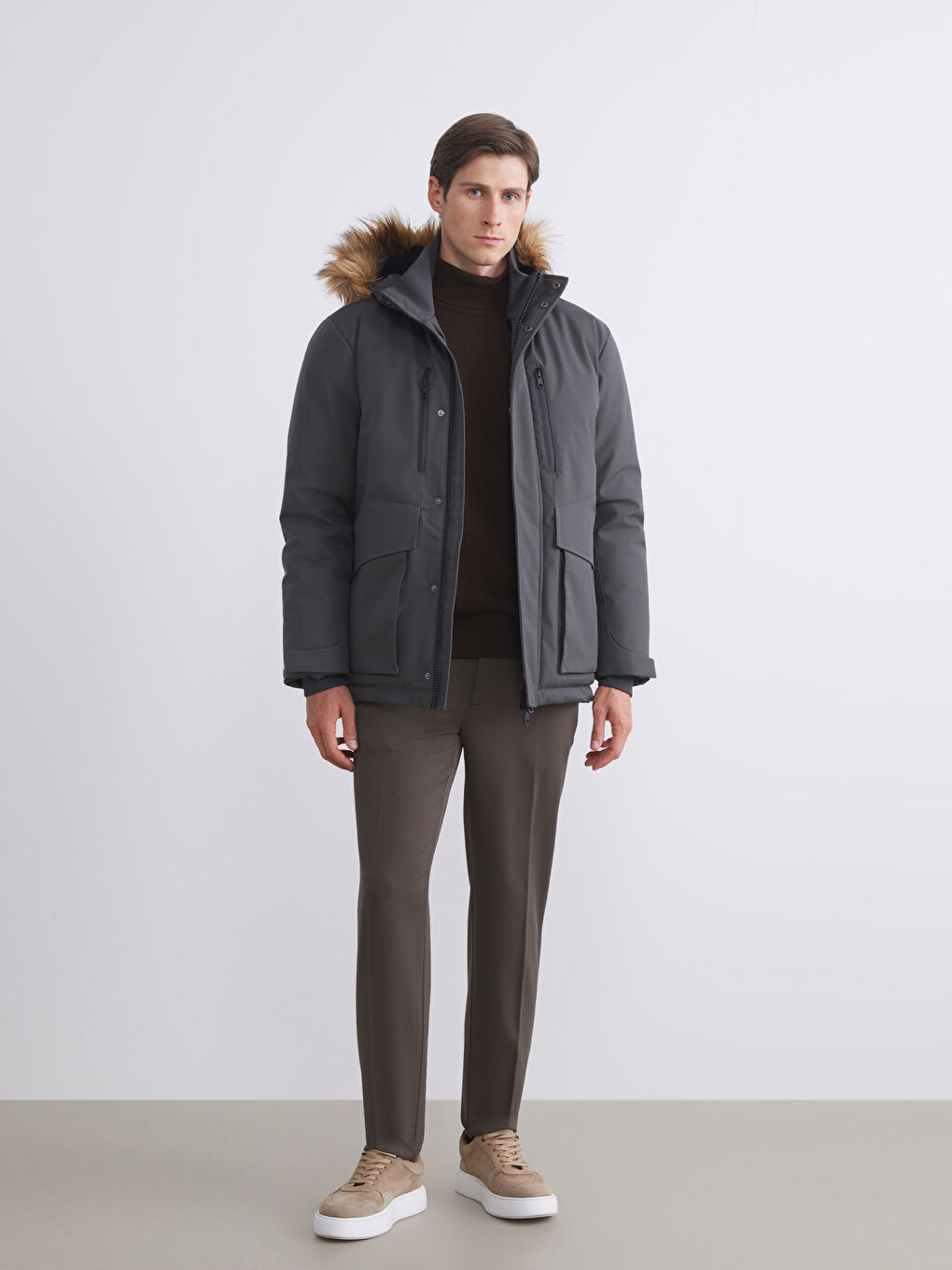 Мужская парка стандартного кроя с капюшоном-1