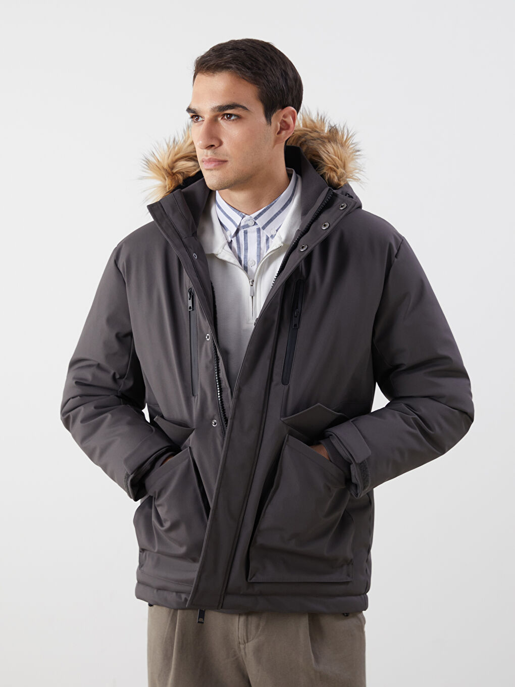 Мужская парка стандартного кроя с капюшоном