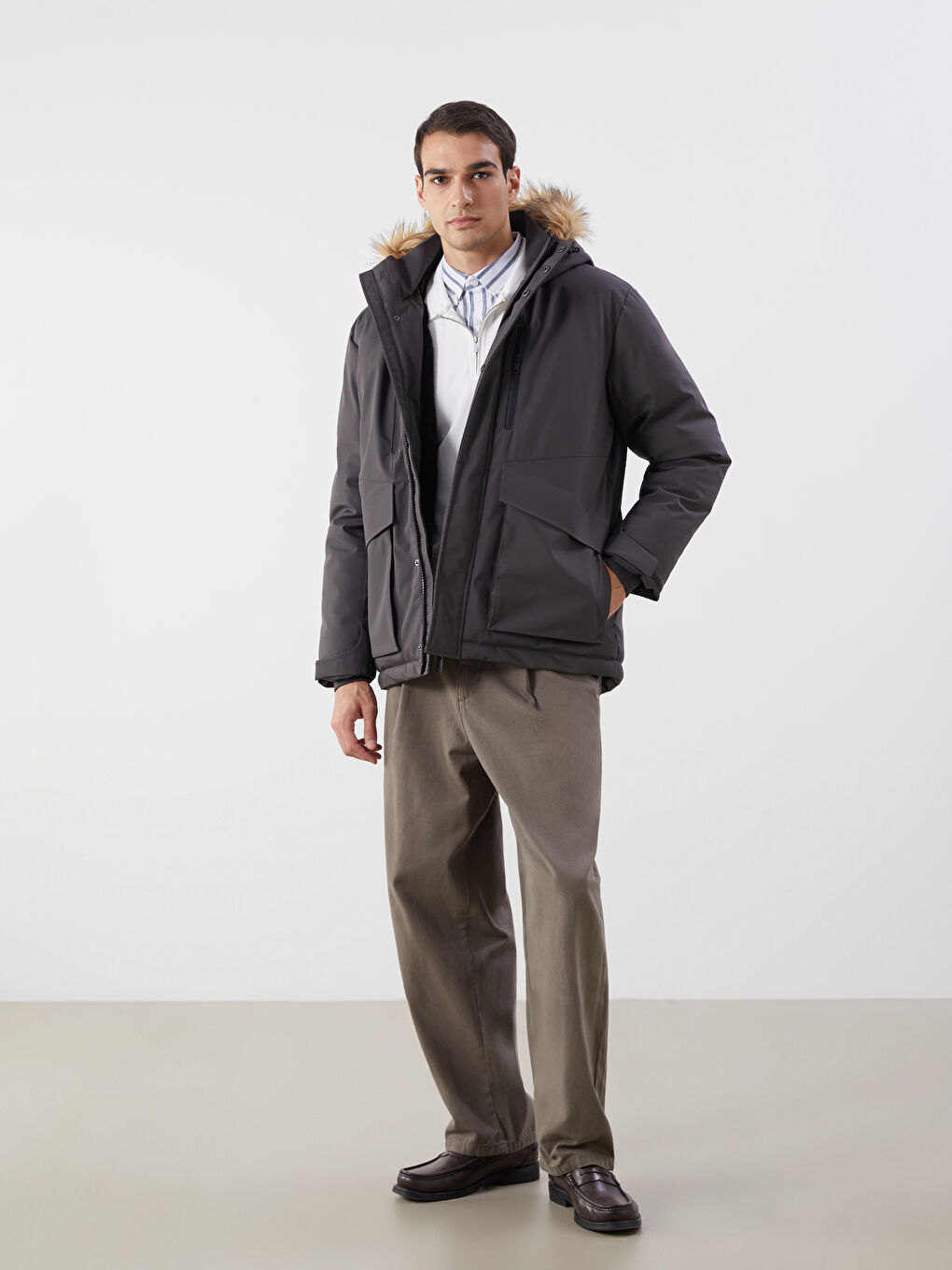 Мужская парка стандартного кроя с капюшоном-1