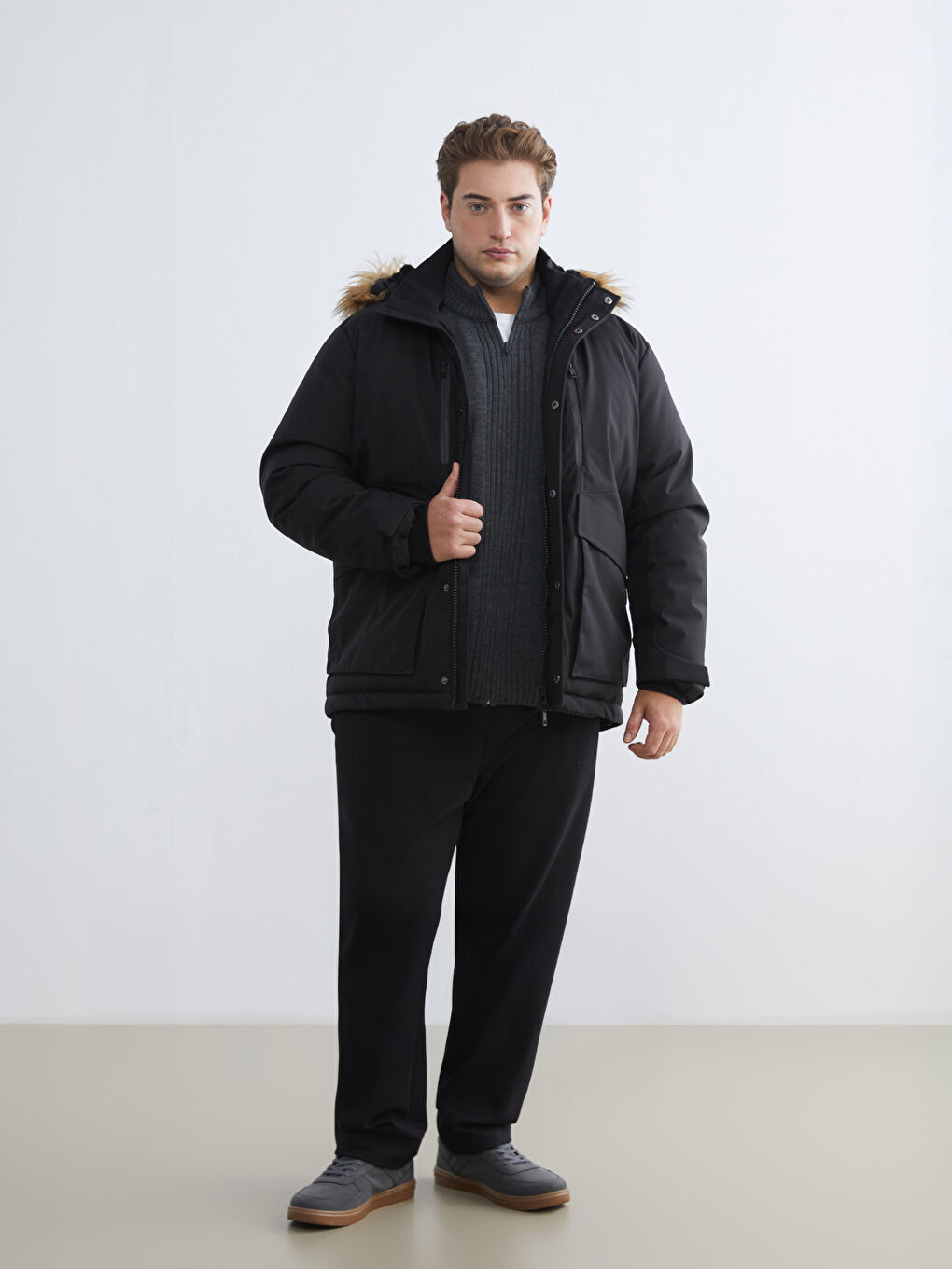 Мужская парка стандартного кроя с капюшоном-1
