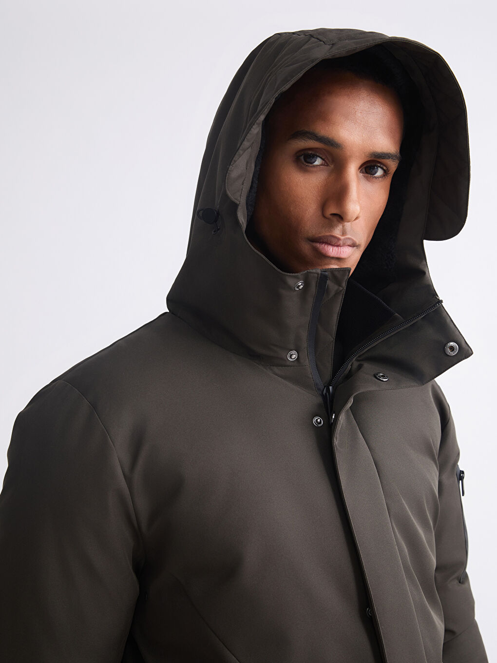 Ерлерге арналған стандартты пішім капюшонды парка пальтосы-2