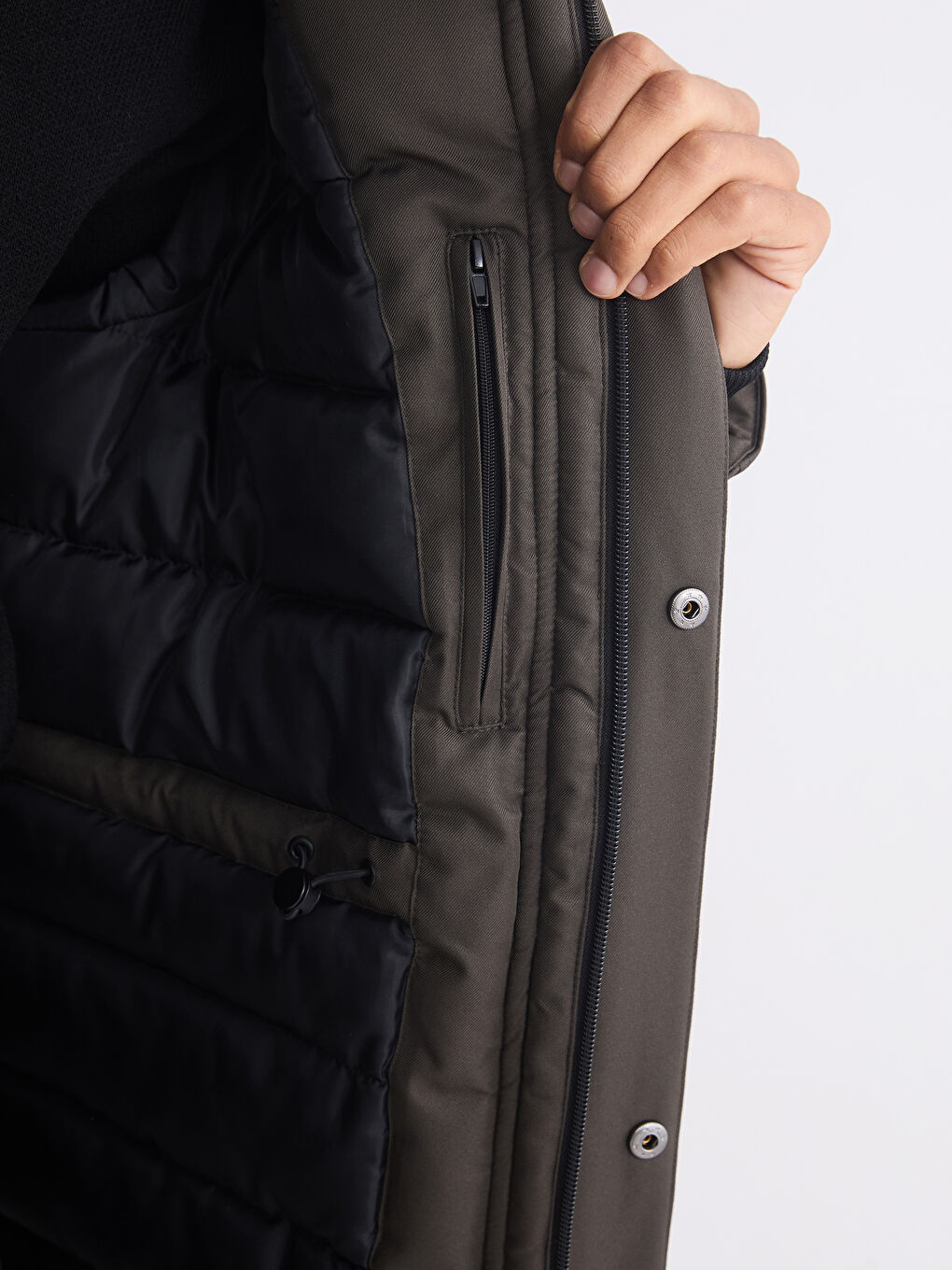 Ерлерге арналған стандартты пішім капюшонды парка пальтосы-4