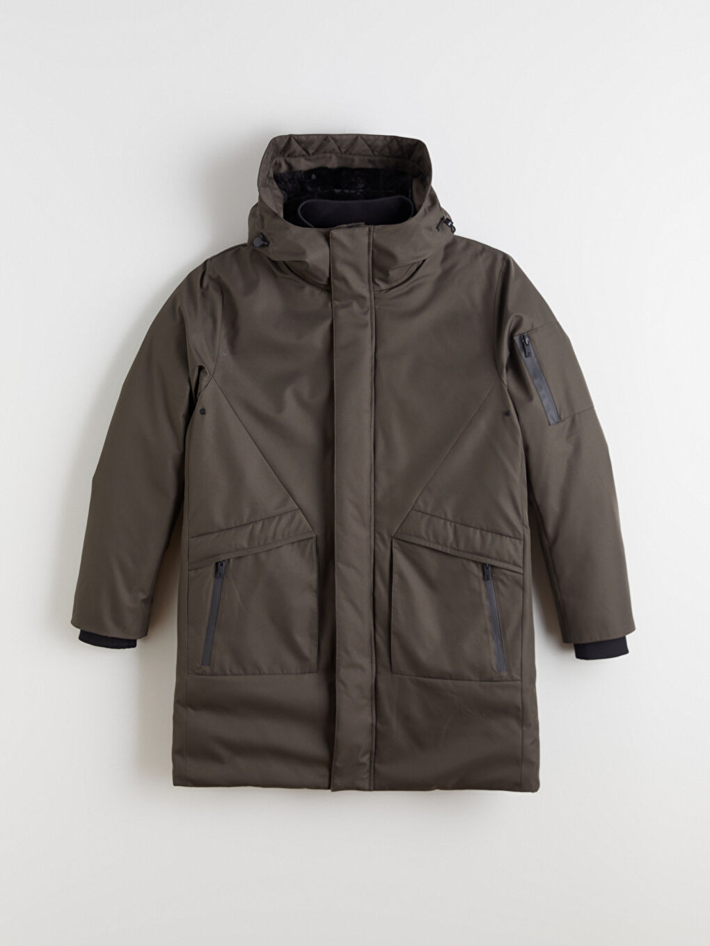 Ерлерге арналған стандартты пішім капюшонды парка пальтосы-6