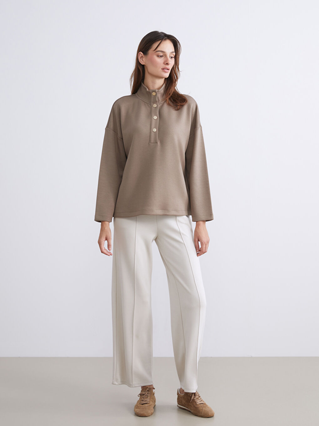Funnel Neck Oversize Women's Sweatshirt-1