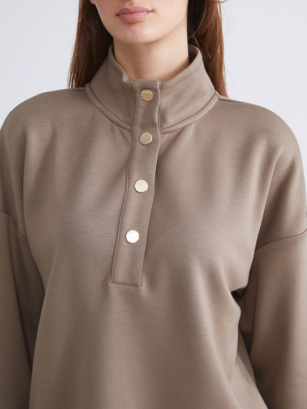 Funnel Neck Oversize Women's Sweatshirt-2