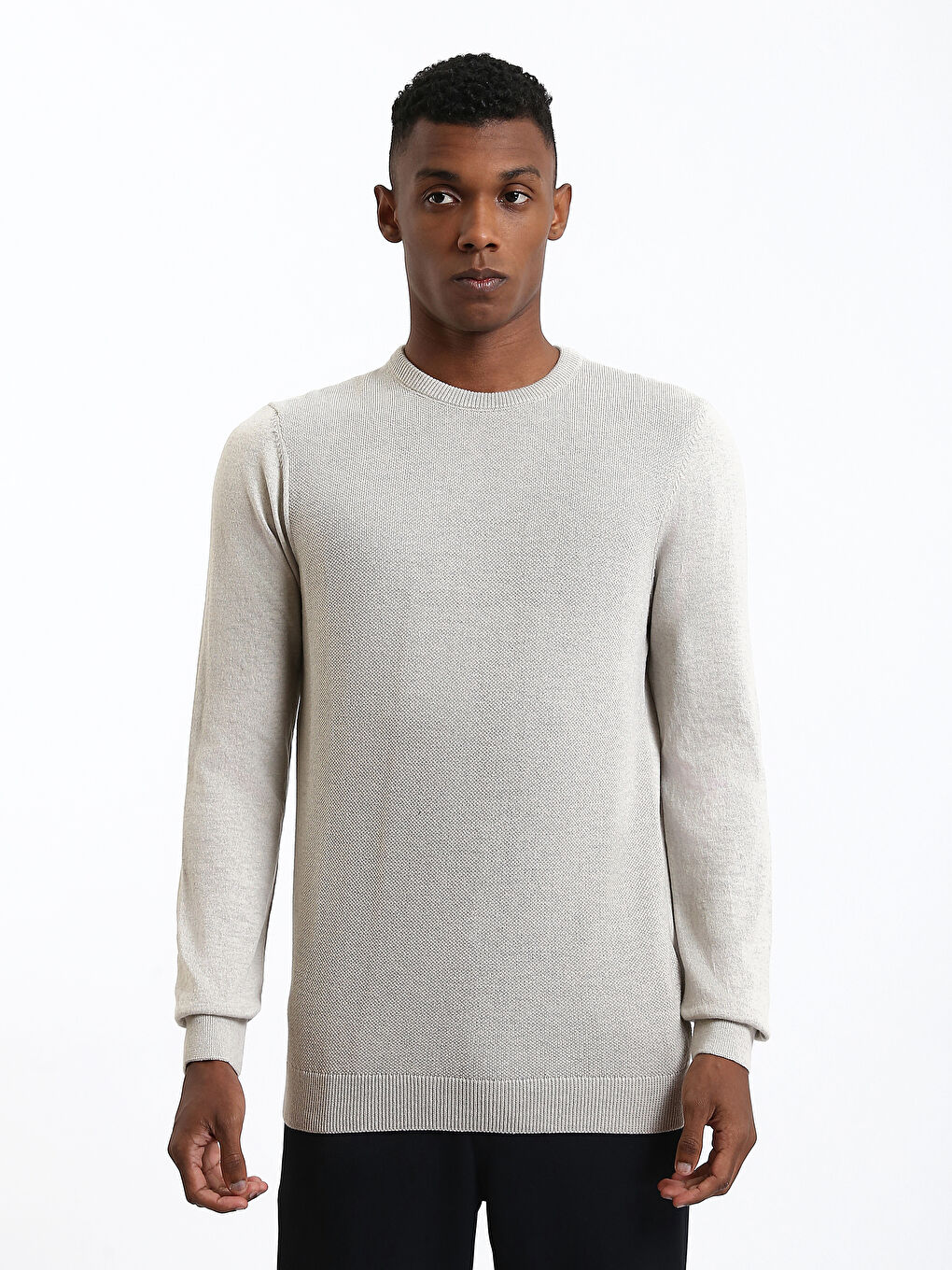 Crew Neck Long Sleeve Men's Tricot Sweater