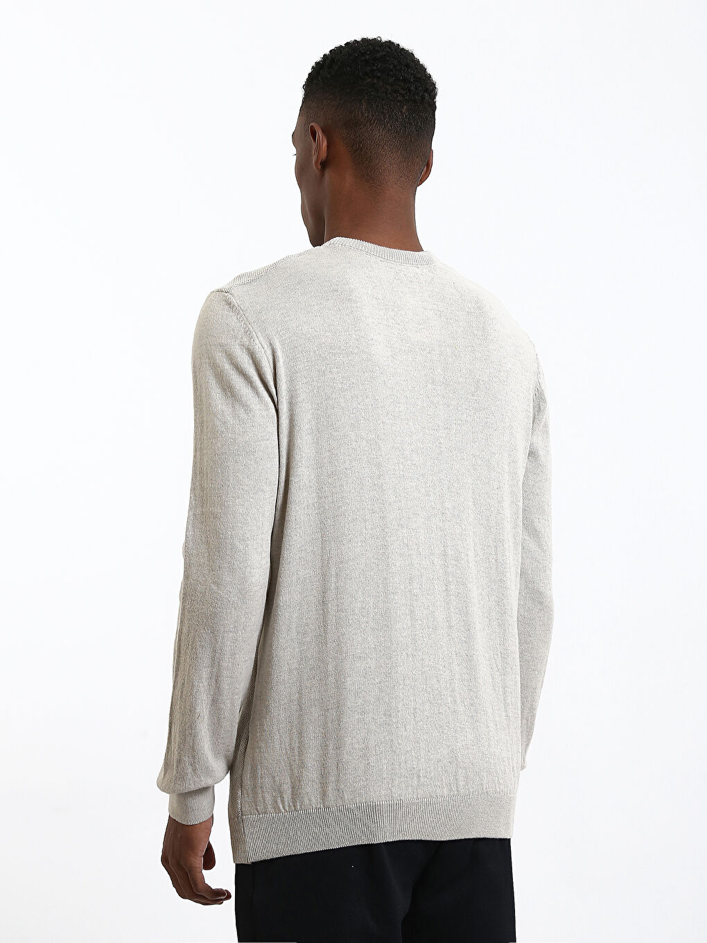 Crew Neck Long Sleeve Men's Tricot Sweater-4