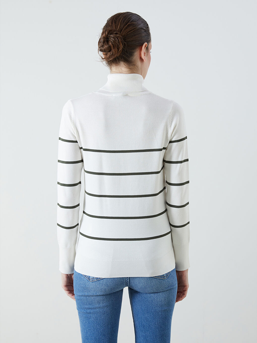 Turtleneck Striped Women's Knitwear Sweater-3