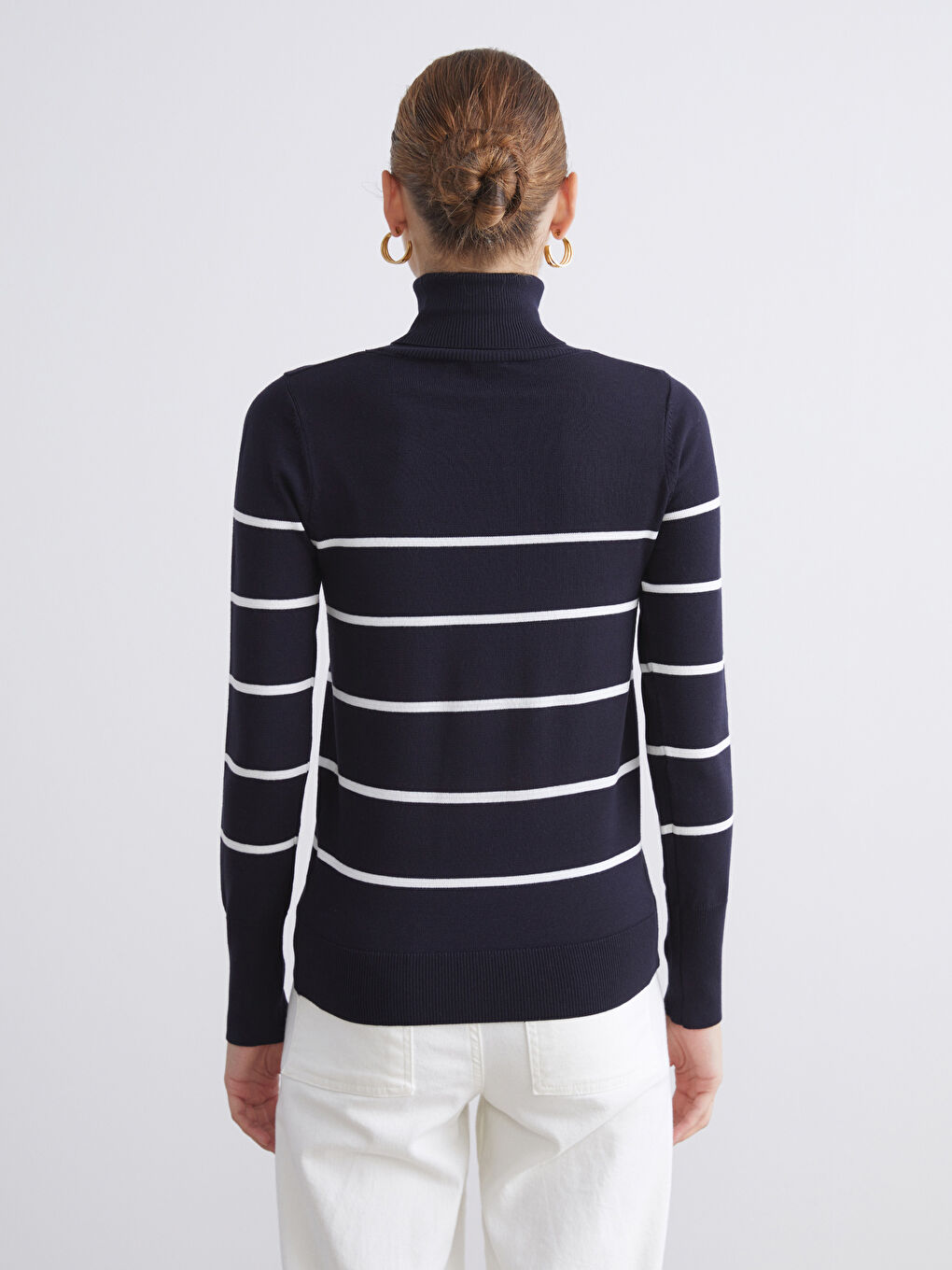 Turtleneck Striped Women's Knitwear Sweater-3