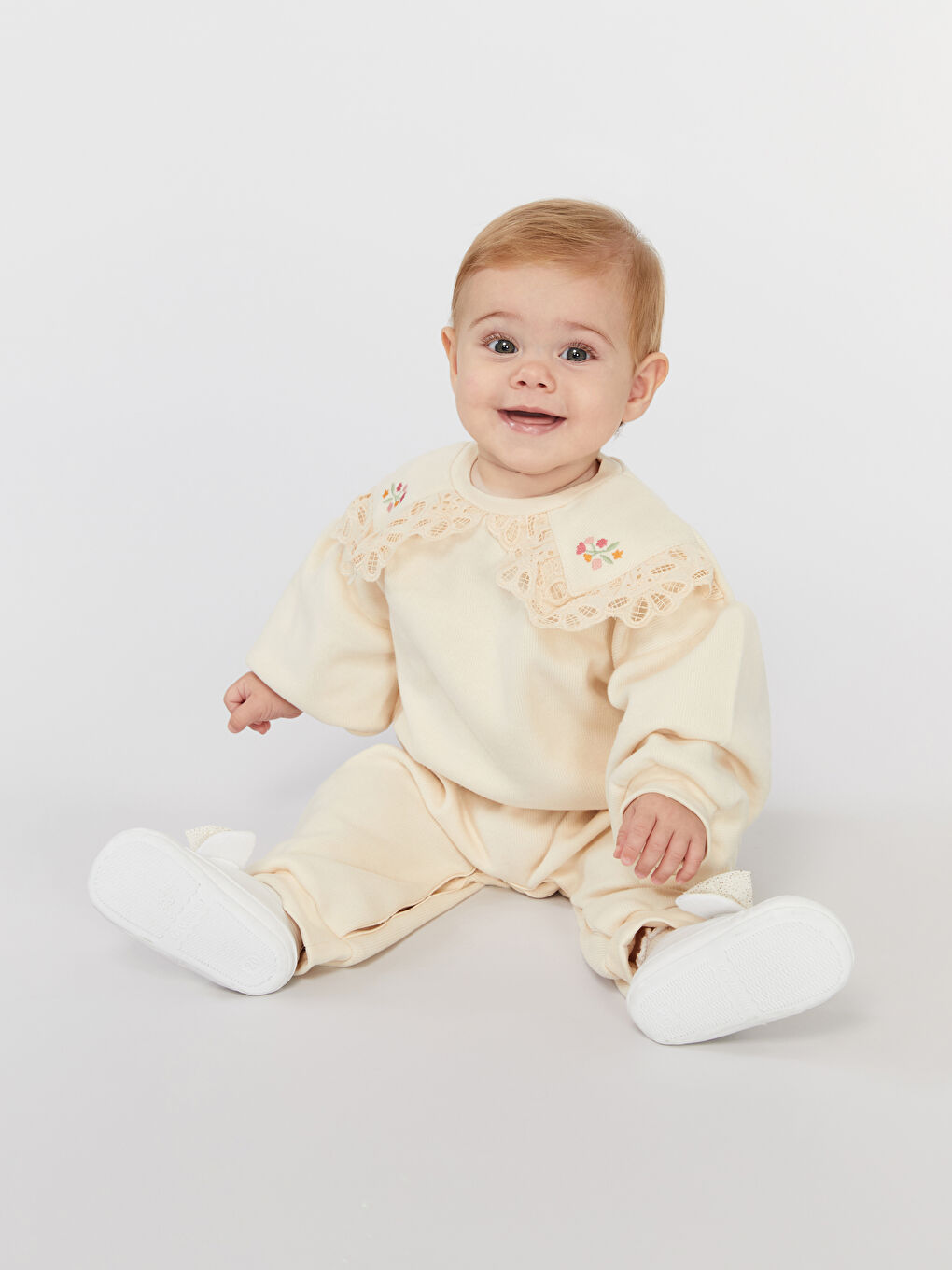 Crew Neck Floral Baby Girls' Jumpsuit-1