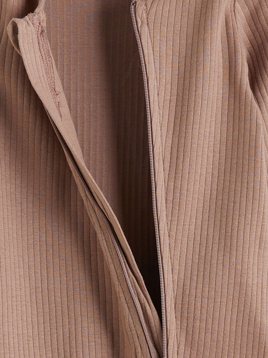 Kahverengi Bisiklet Yaka Basic Fermuarlı Erkek Bebek Tulum-1