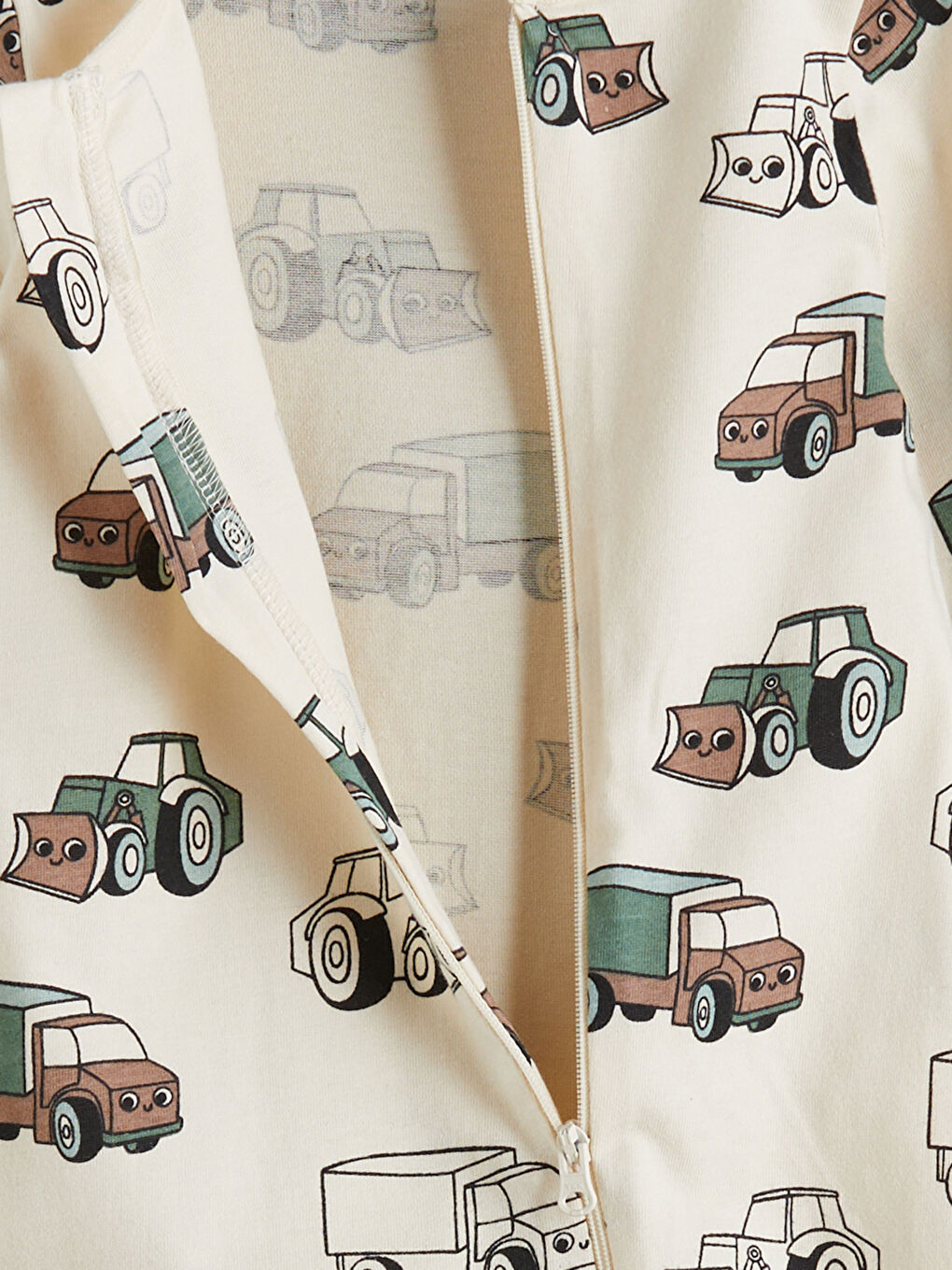 Bej Bisiklet Yaka Baskılı Erkek Bebek Tulum-1