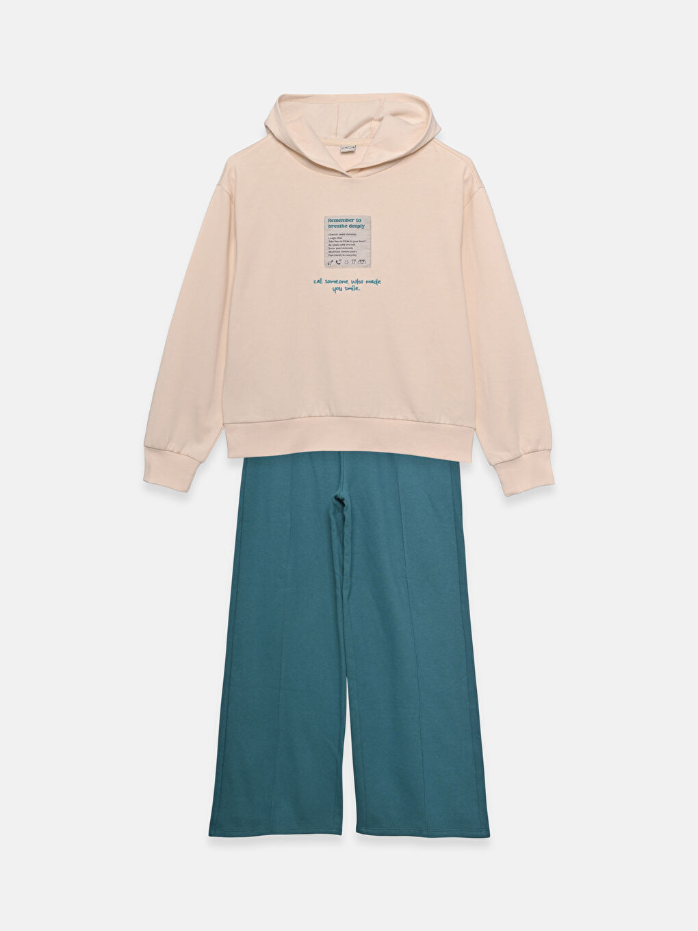 Kapüşonlu Kız Çocuk Sweatshirt ve Eşofman Altı