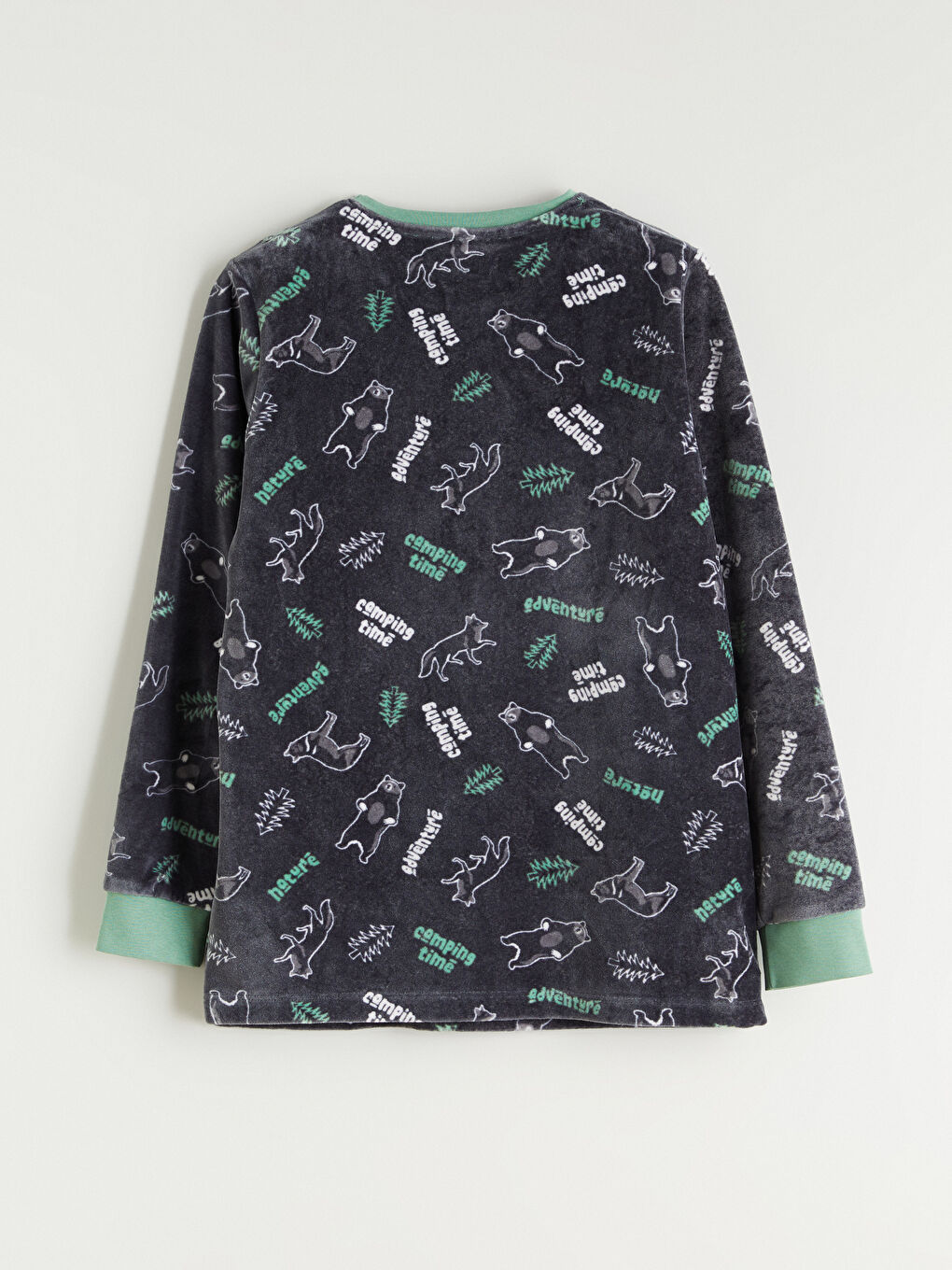 Gri Bisiklet Yaka Erkek Çocuk Pijama Takımı-3