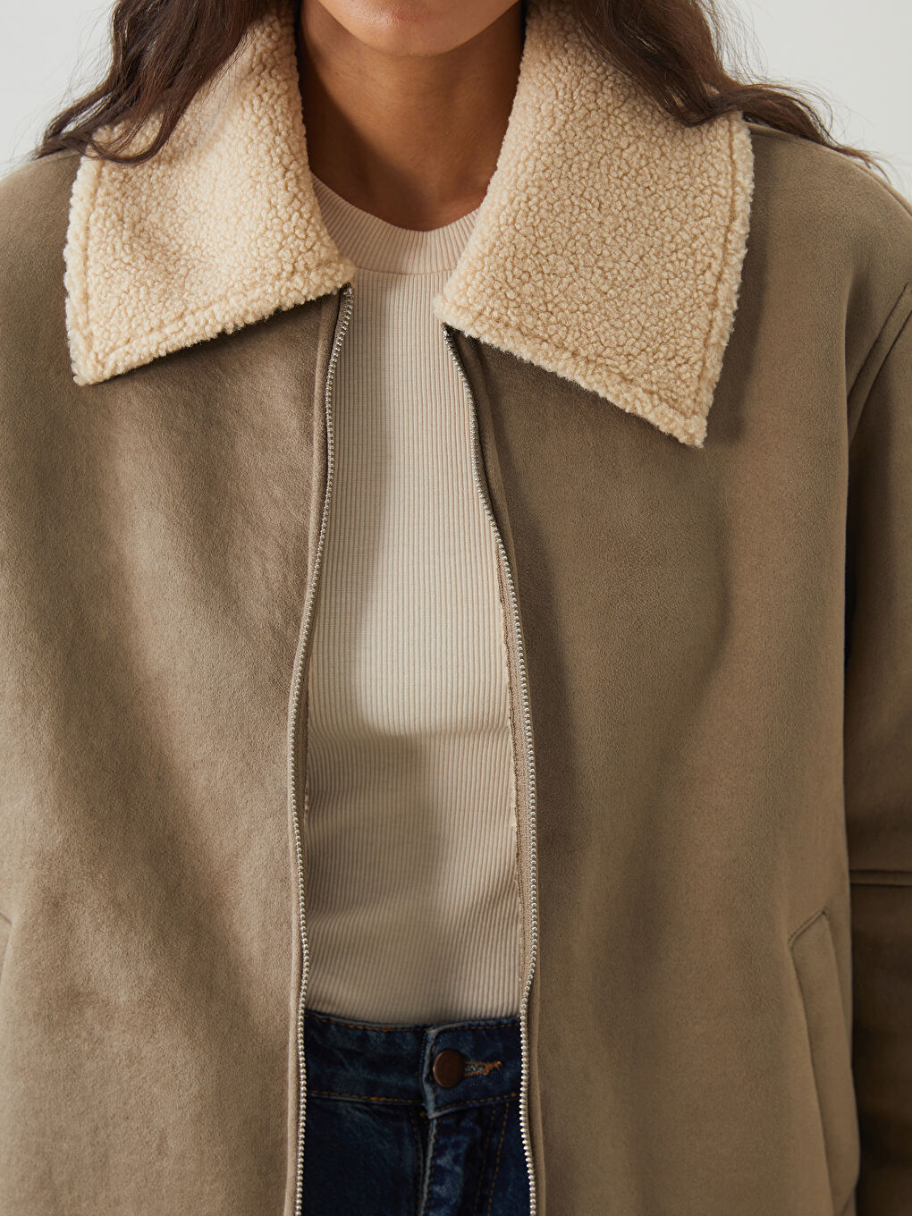 LCW Modest Woman BROWN Coat -W5AP54Z8-EHW