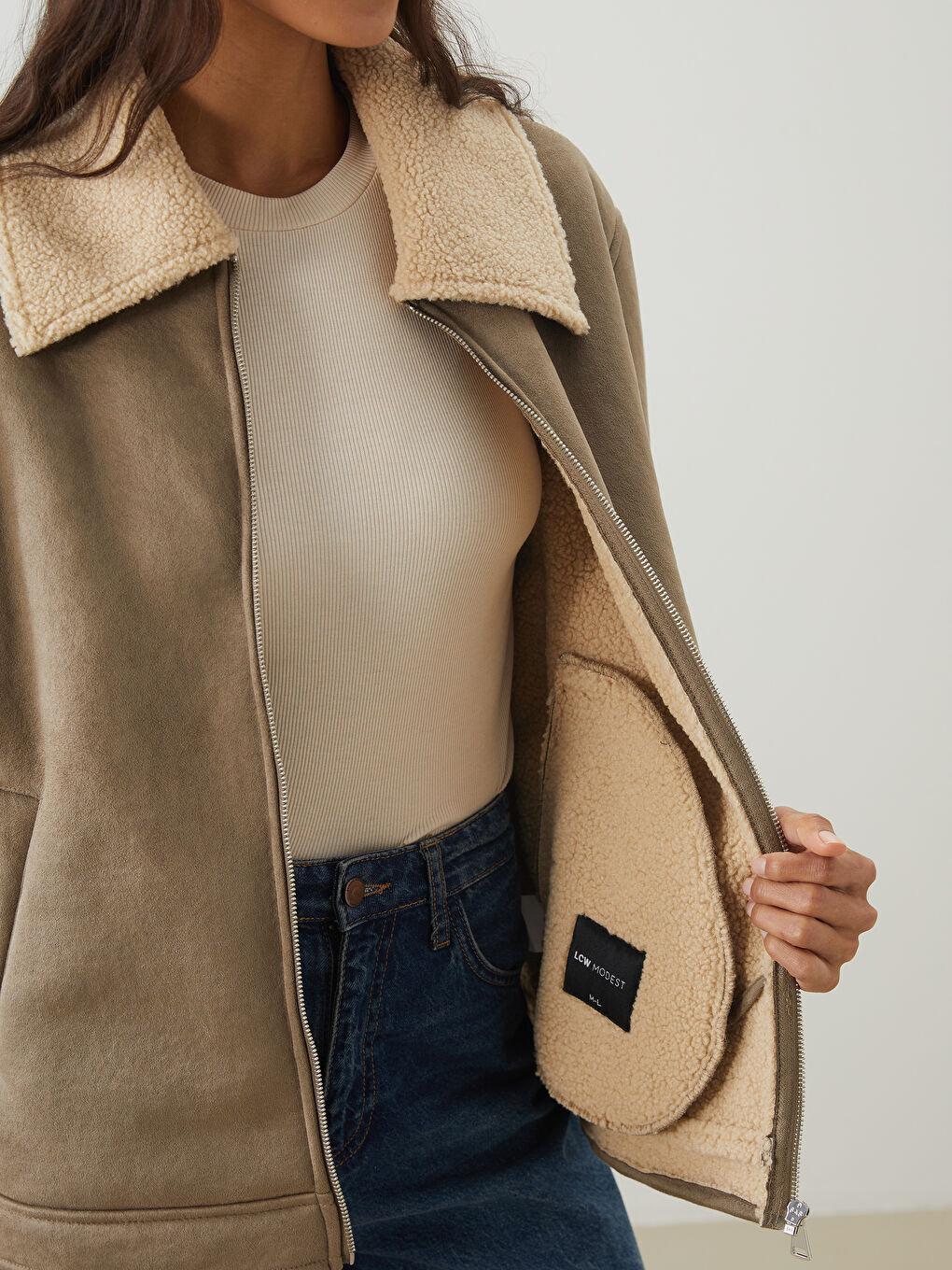 LCW Modest Woman BROWN Coat -W5AP54Z8-EHW