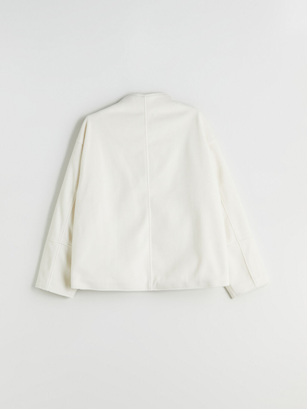 Ekru Dik Yaka Kadın Kaşe Mont-7