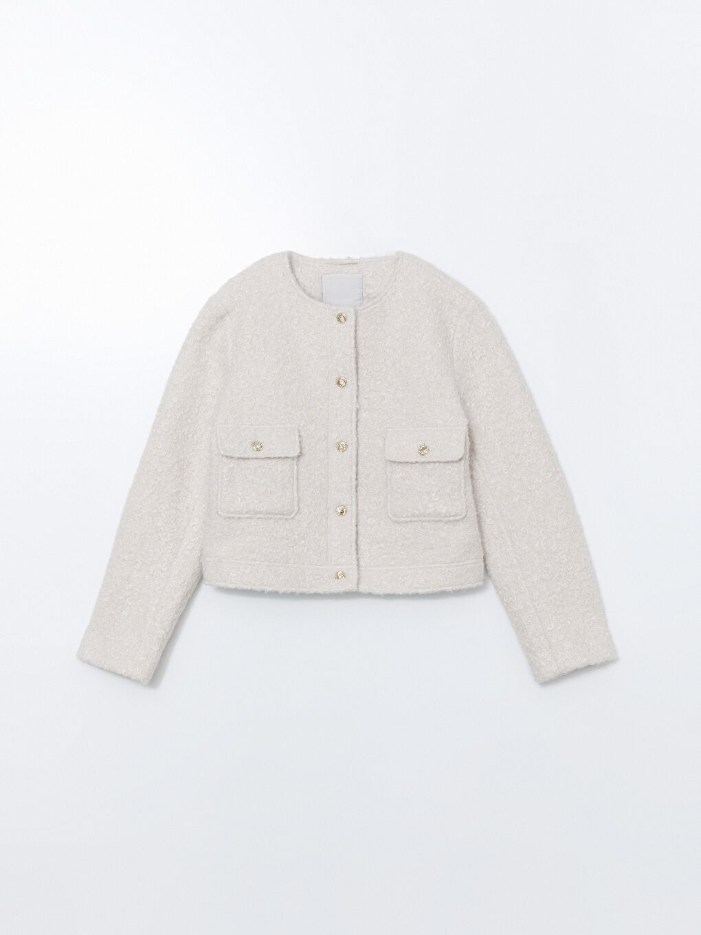 Bej Bisiklet Yaka Kadın Pelüş Mont-4