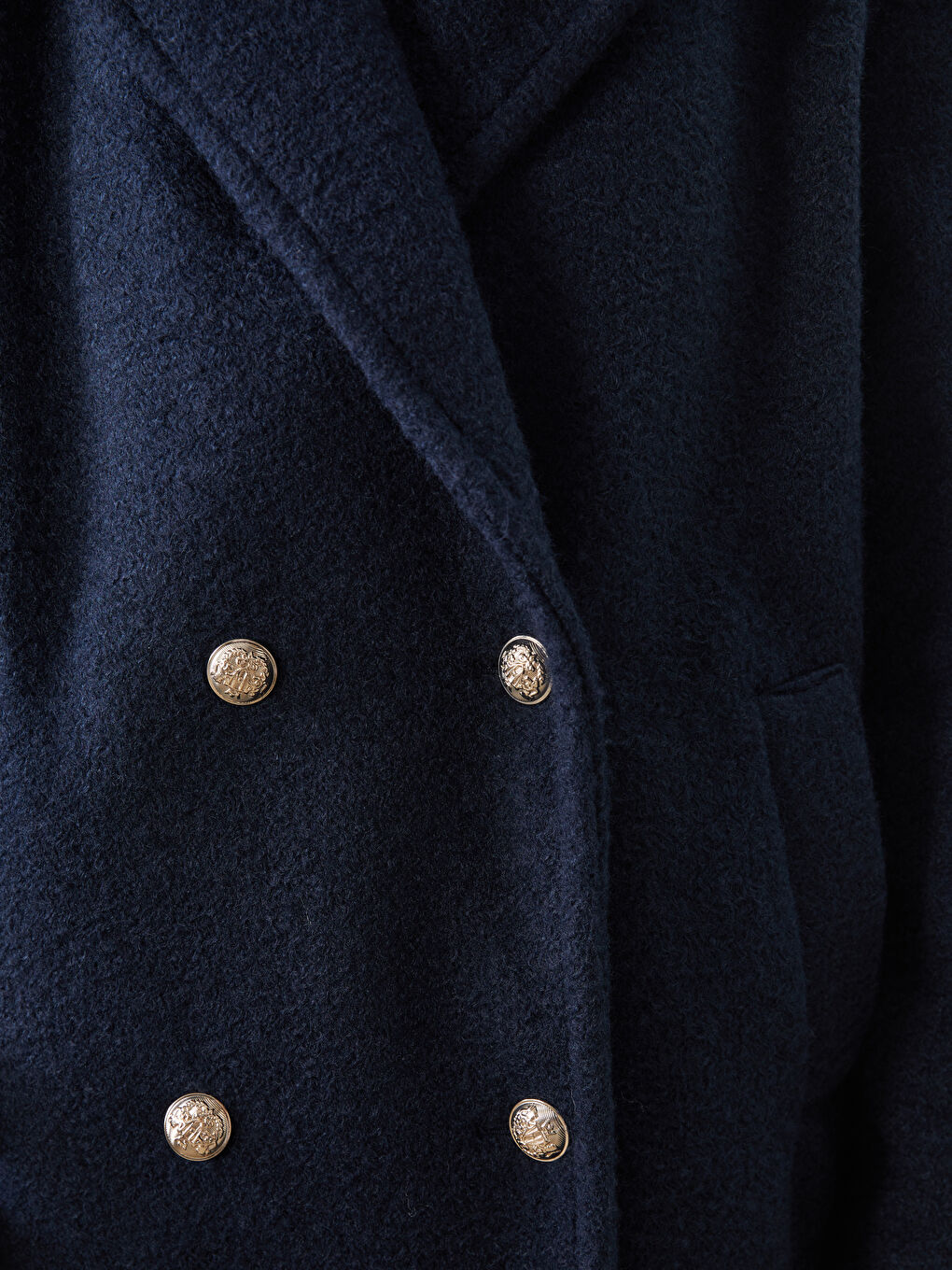 Lacivert Kruvaze Yaka Oversize Kadın Kaşe Kaban-3